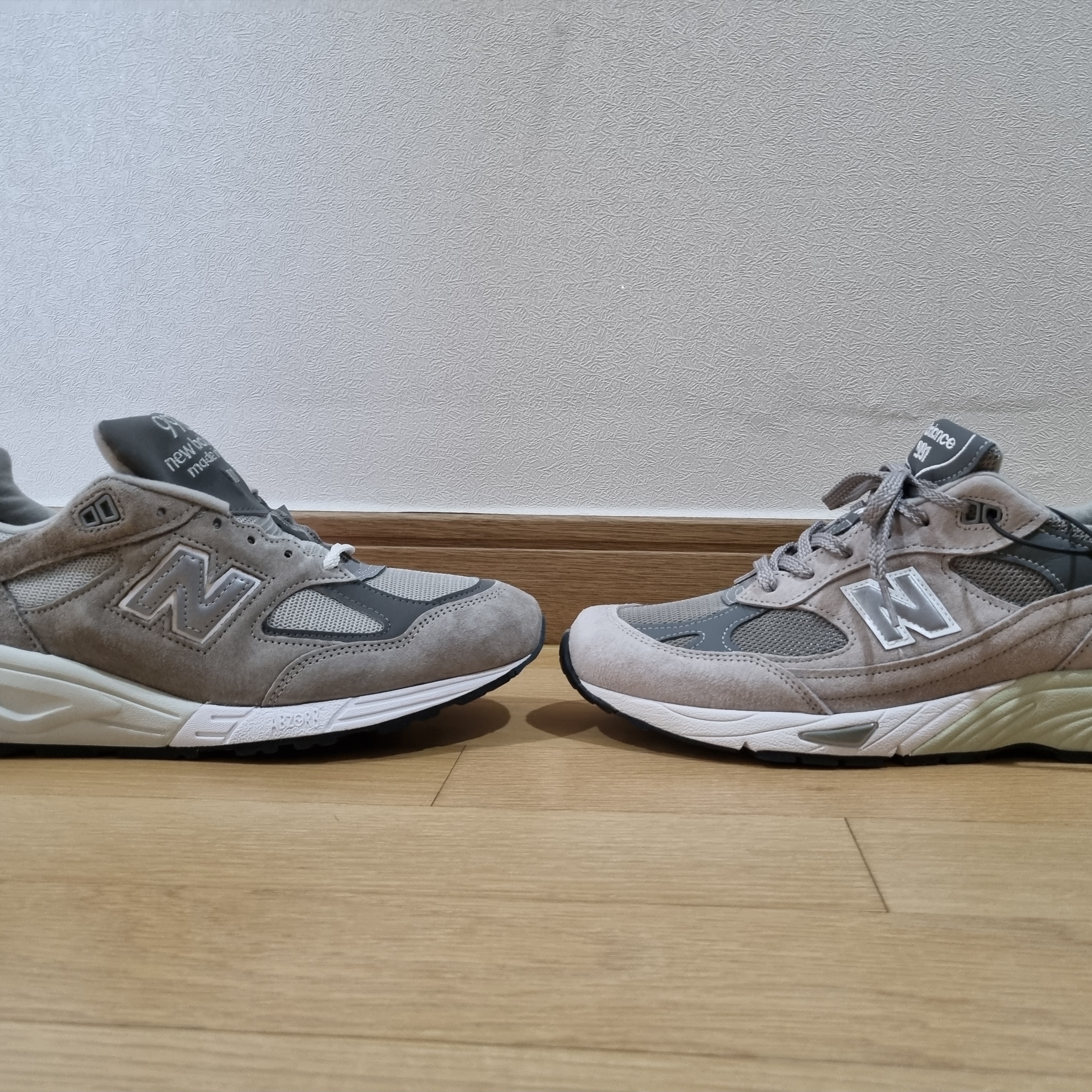 New Balance 991 Made in UK Grey, New Balance 990v2 Made in USA Grey 착용 스타일