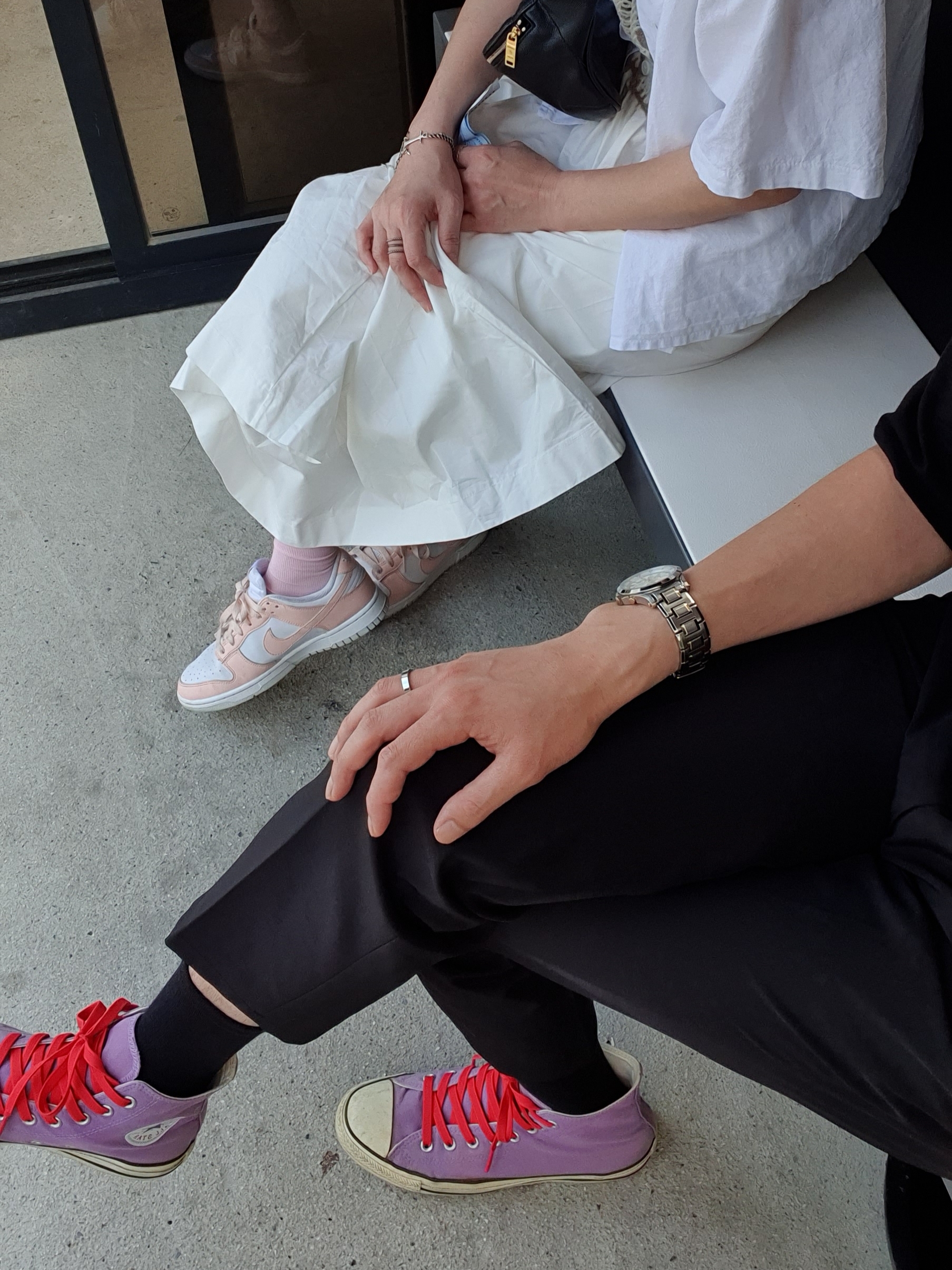 Converse Chuck 70 High Moonstone Violet, (W) Nike Dunk Low Next Nature Pale Coral 착용 스타일 - 3