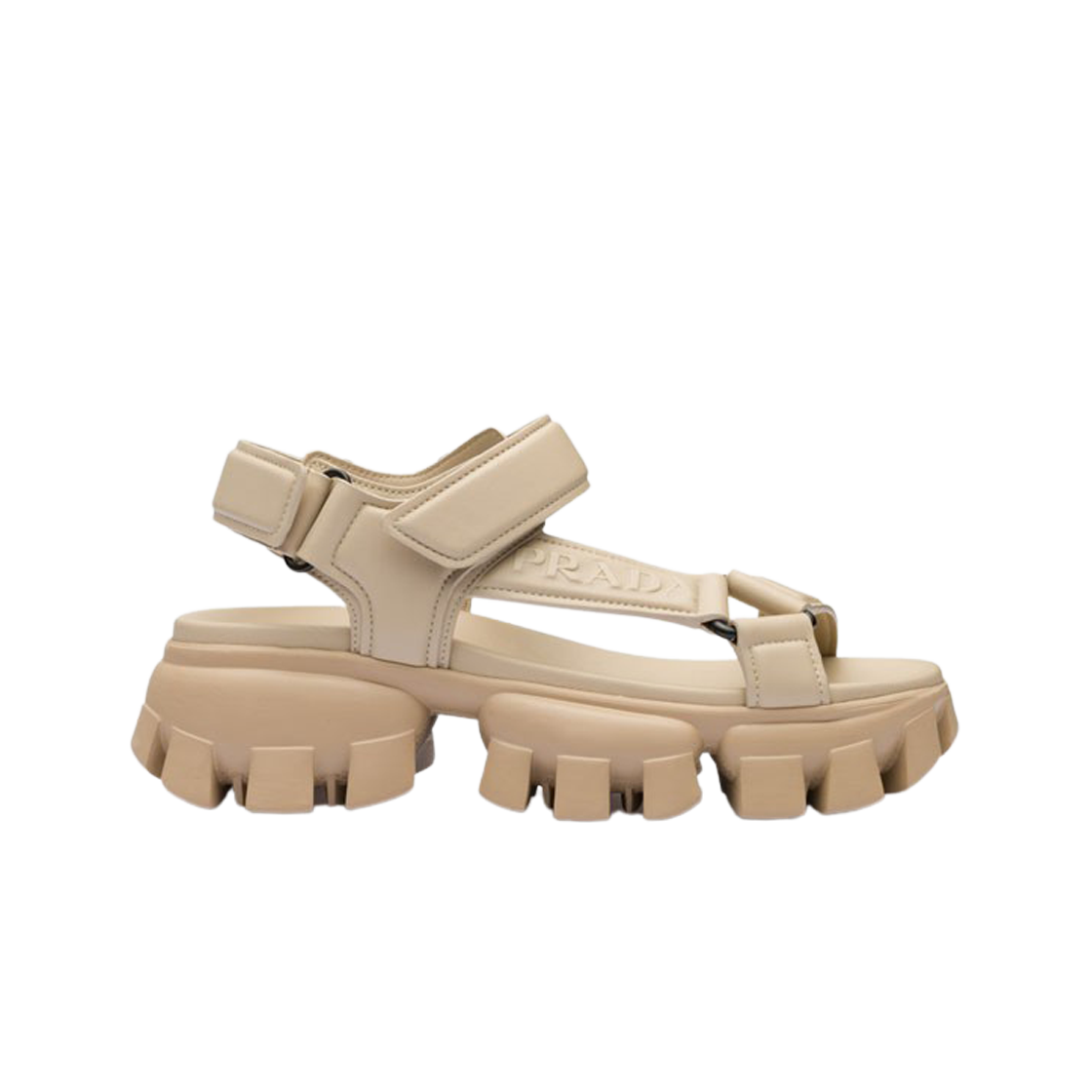 (W) 프라다 나파 레더 샌들 데저트 베이지((W) Prada Nappa Leather Sandals Desert Beige) - 1