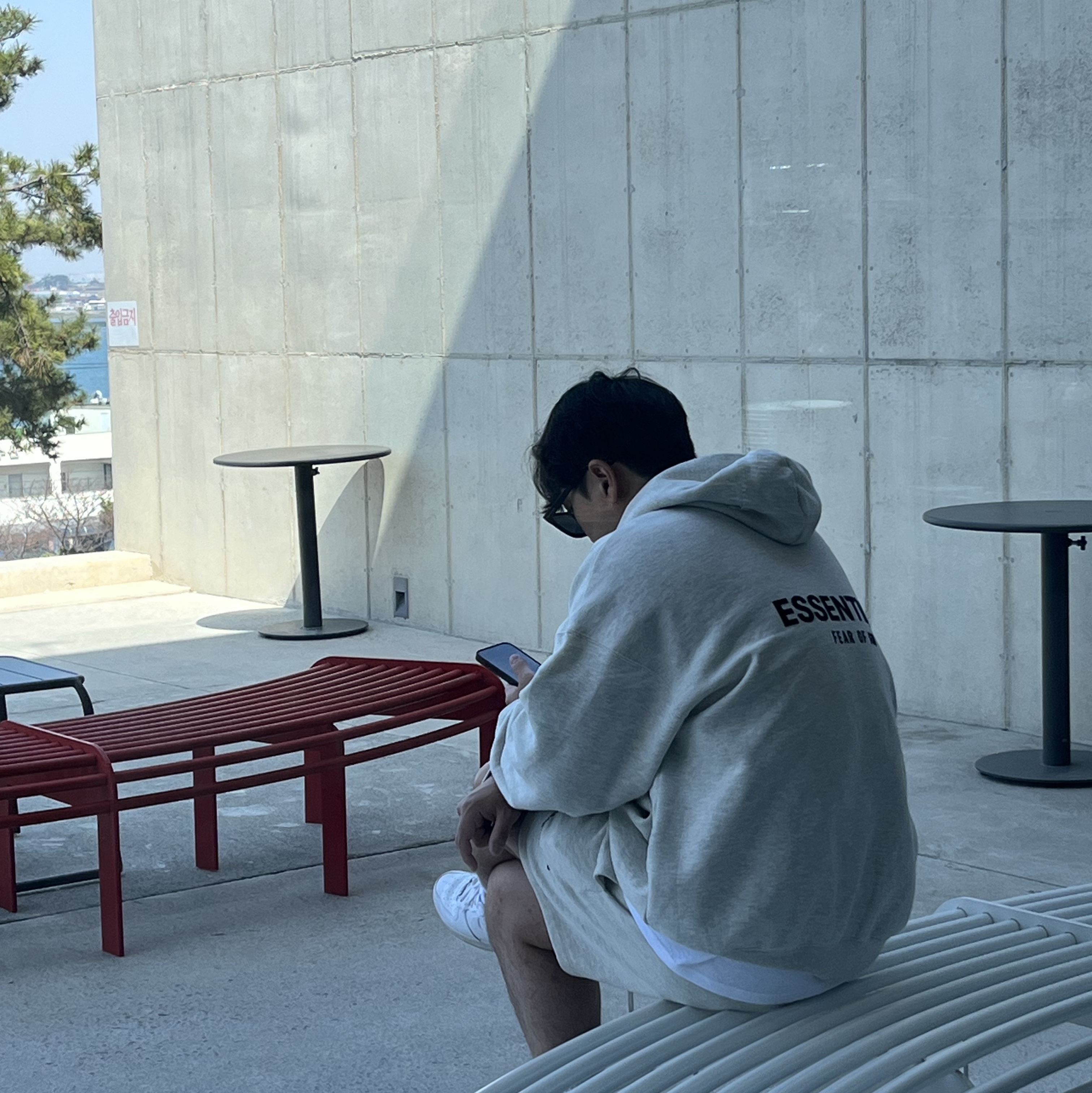 Essentials The Core Collection Sweatshorts Light Oatmeal, Essentials The Core Collection Hoodie Light Oatmeal 착용 스타일