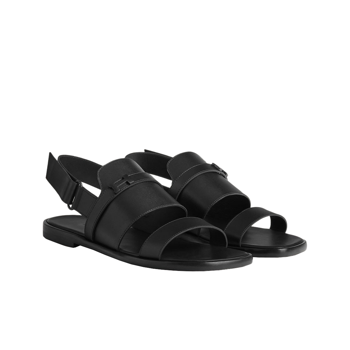 에르메스 지아코모 샌들 카프스킨 & 브러쉬드 블랙 PVD 하드웨어 누아(Hermes Giacomo Sandal Calfskin & Brushed Black PVD Noir) - 2