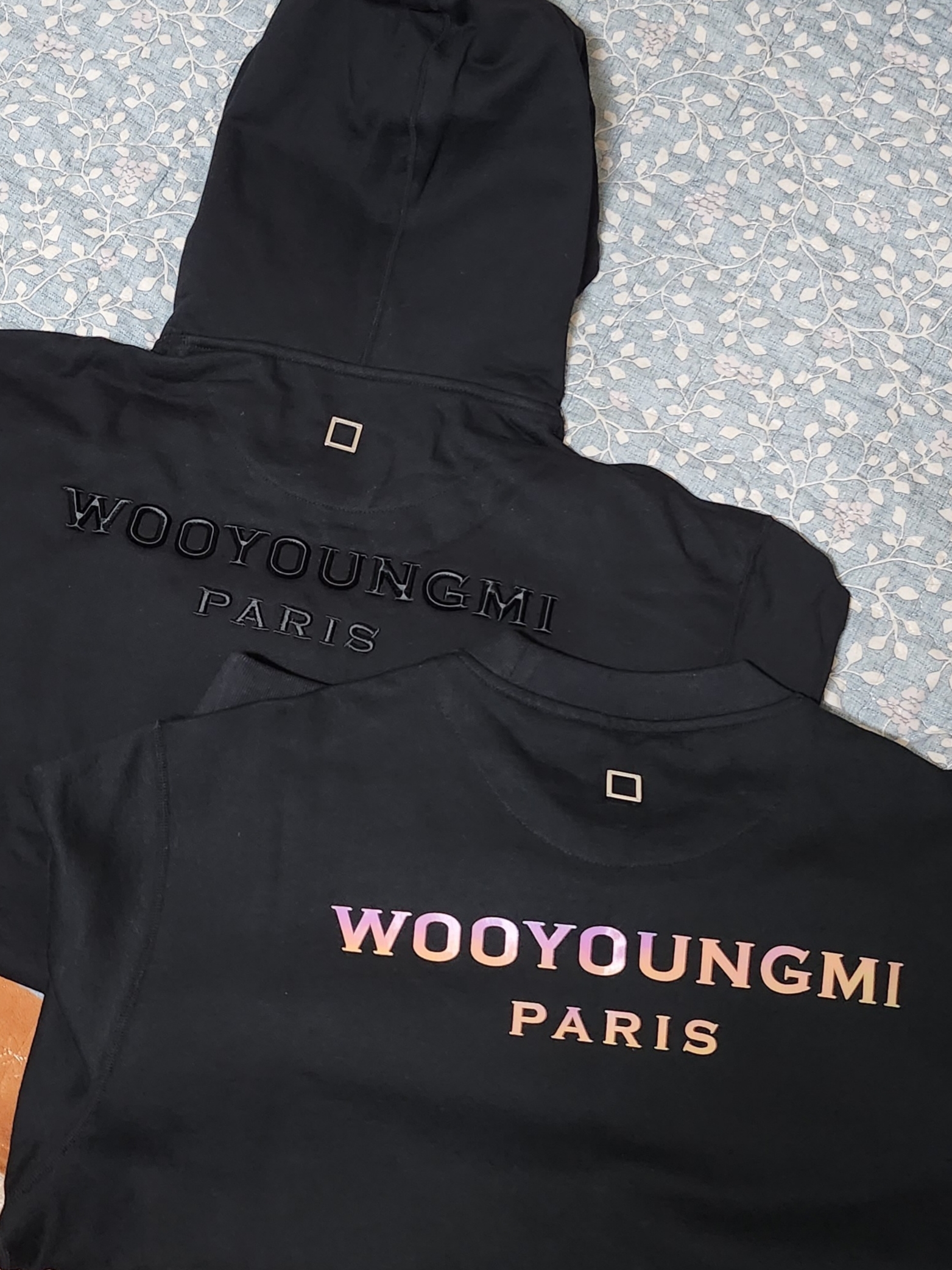 Wooyoungmi Cotton Lenticular Back Logo Sweatshirt Black - 23SS, Wooyoungmi Cotton Pyramid Back Logo Hooded Sweatshirt Black - 23SS 착용 스타일
