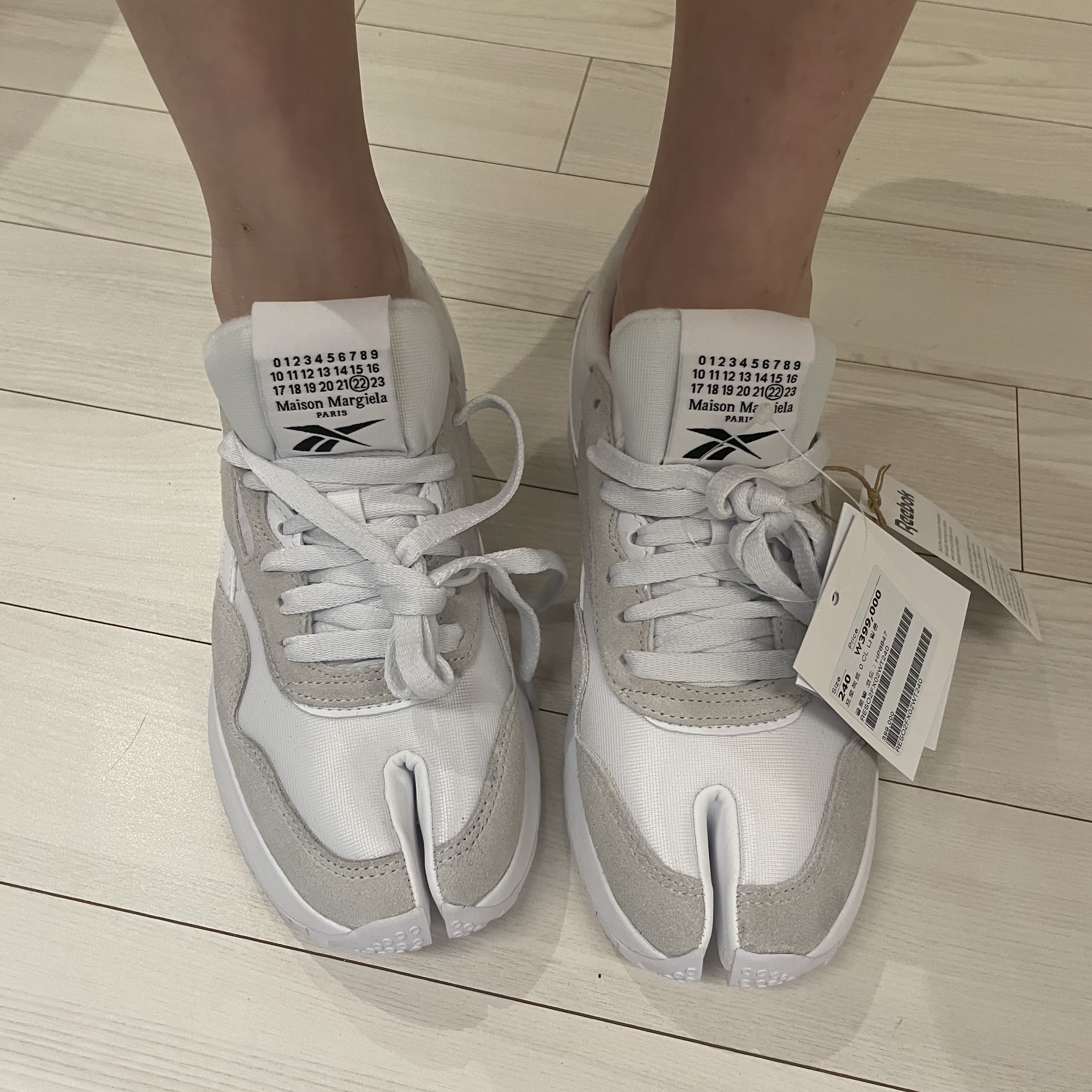 Reebok x Maison Margiela Project 0 Classic Nylon Tabi Cloud White 착용 스타일 - 1