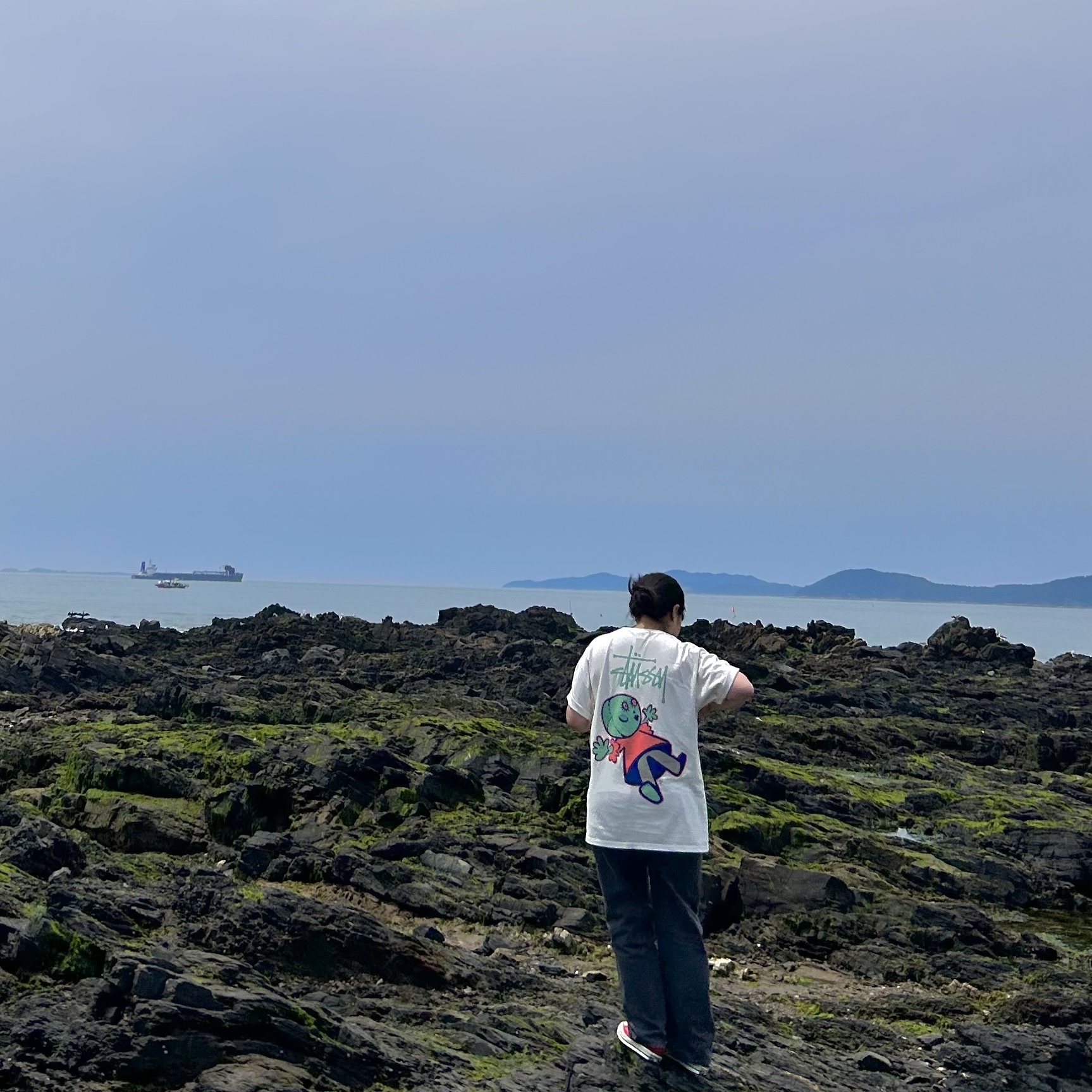 Stussy Dollie Pigment Dyed T-Shirt Natural 착용 스타일