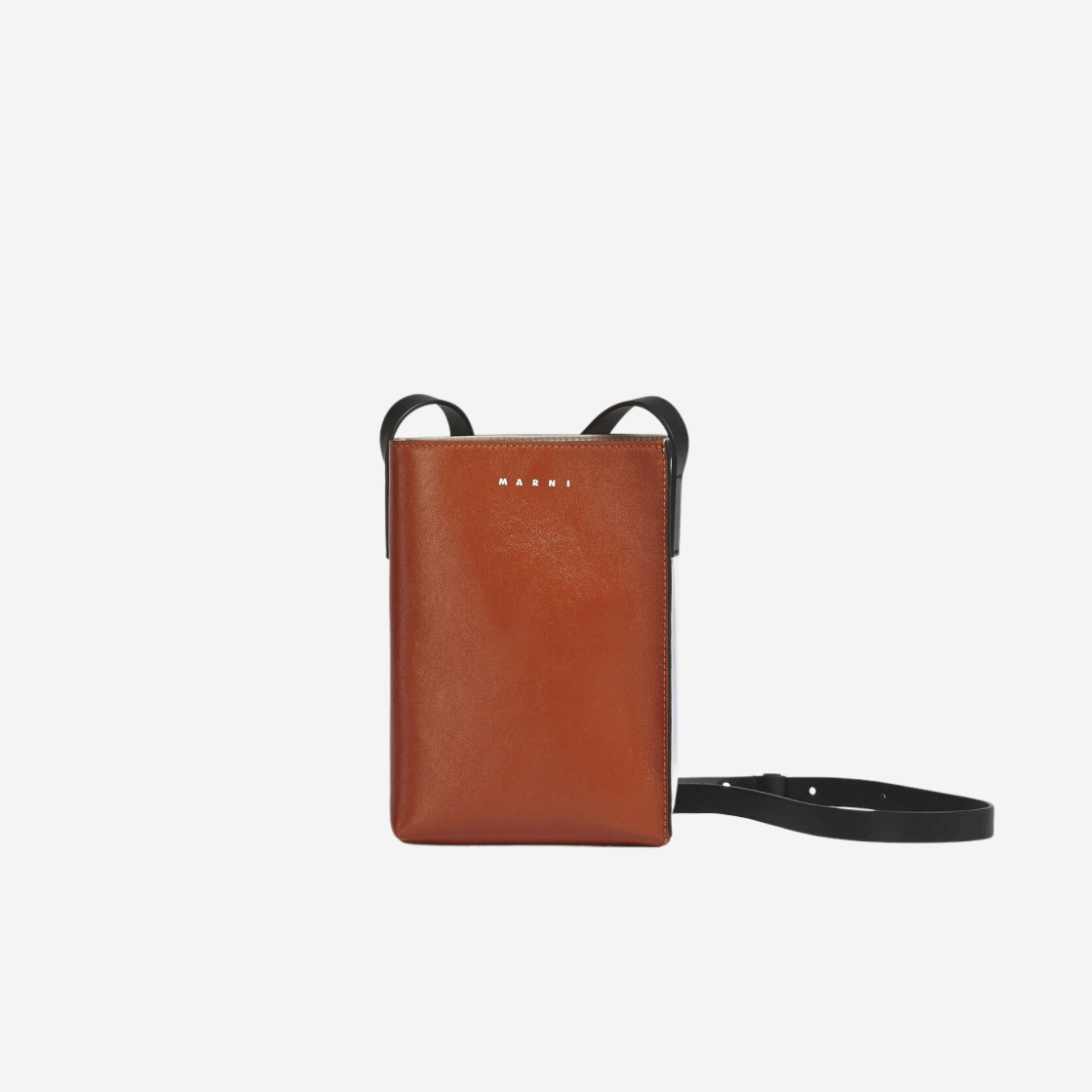 Marni Museo Soft Small Bag in Leather Rust Cloud Black 상세 이미지 1