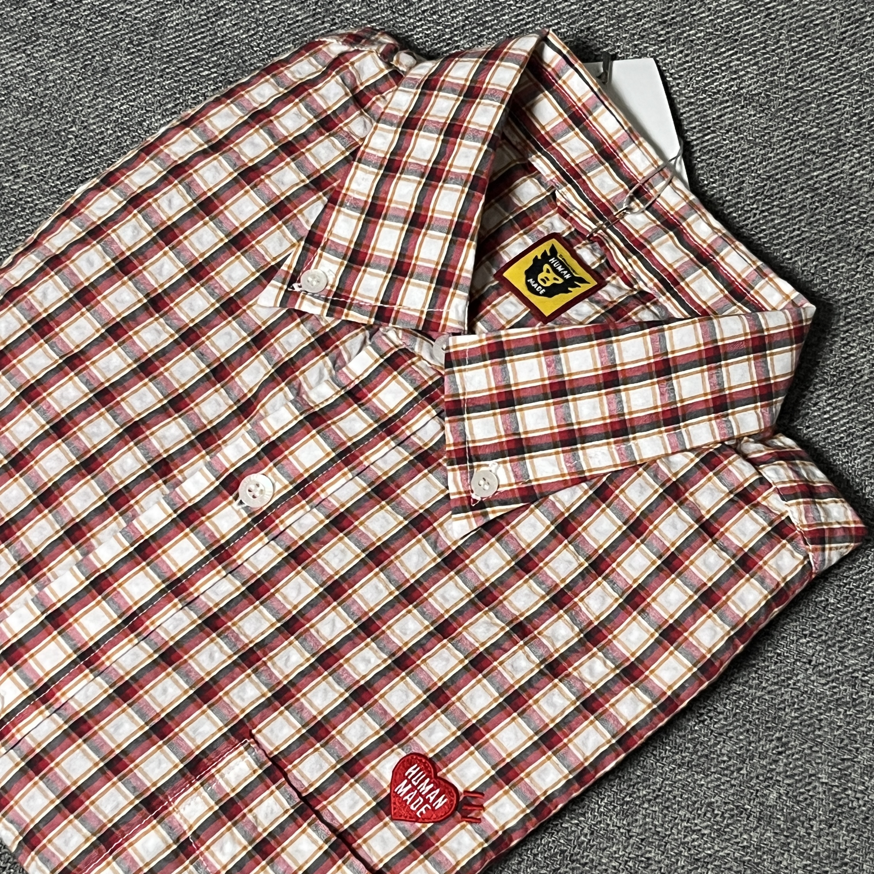 Human Made Checked BD S/S Shirt Red 착용 스타일
