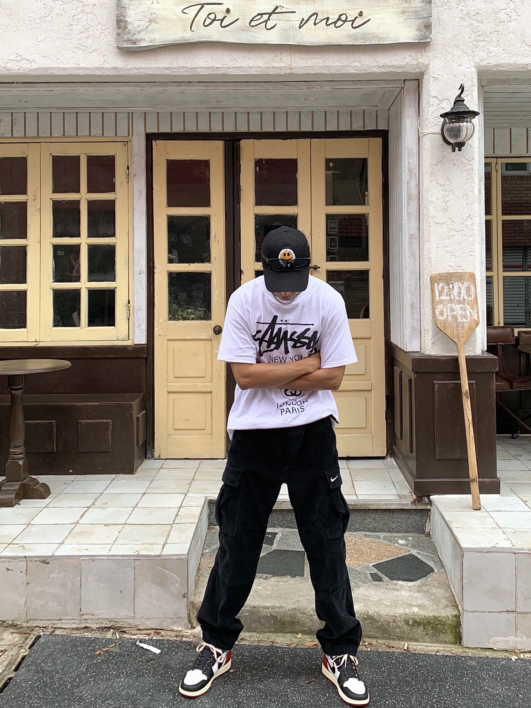 Supreme x Nike Arc Corduroy Cargo Pants Black - 22SS, Jordan 1 x Union Retro High Black Toe 착용 스타일 - 2