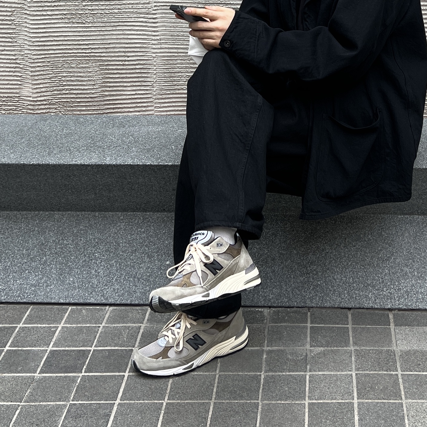 New Balance x JJJJound 991 Made in UK Grey 착용 스타일 - 3