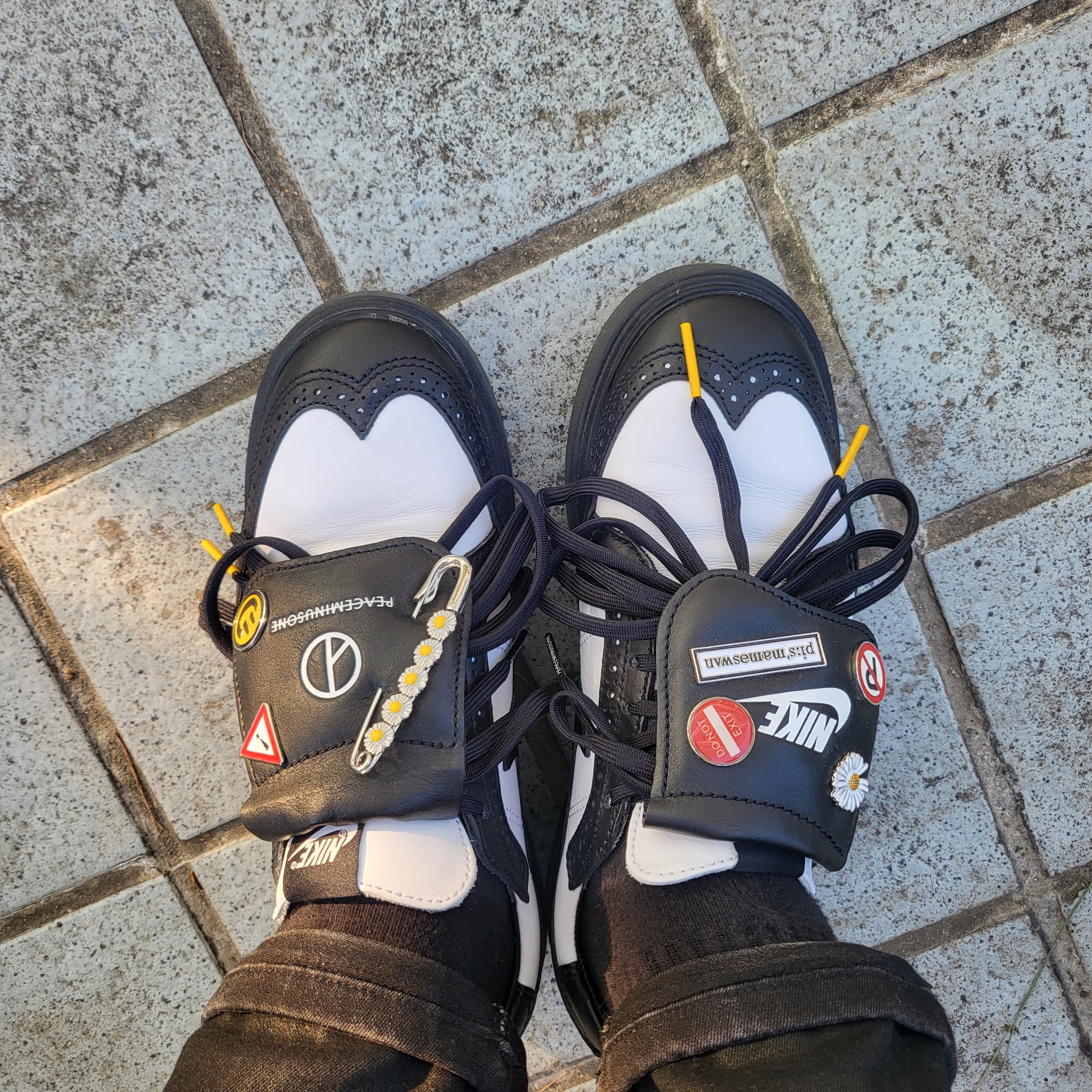 Nike x Peaceminusone Kwondo1 Black and White 착용 스타일
