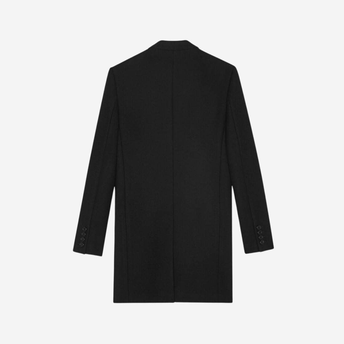 Saint Laurent Chesterfield Coat with Pointed Lapels in Wool Black 상세 이미지 2