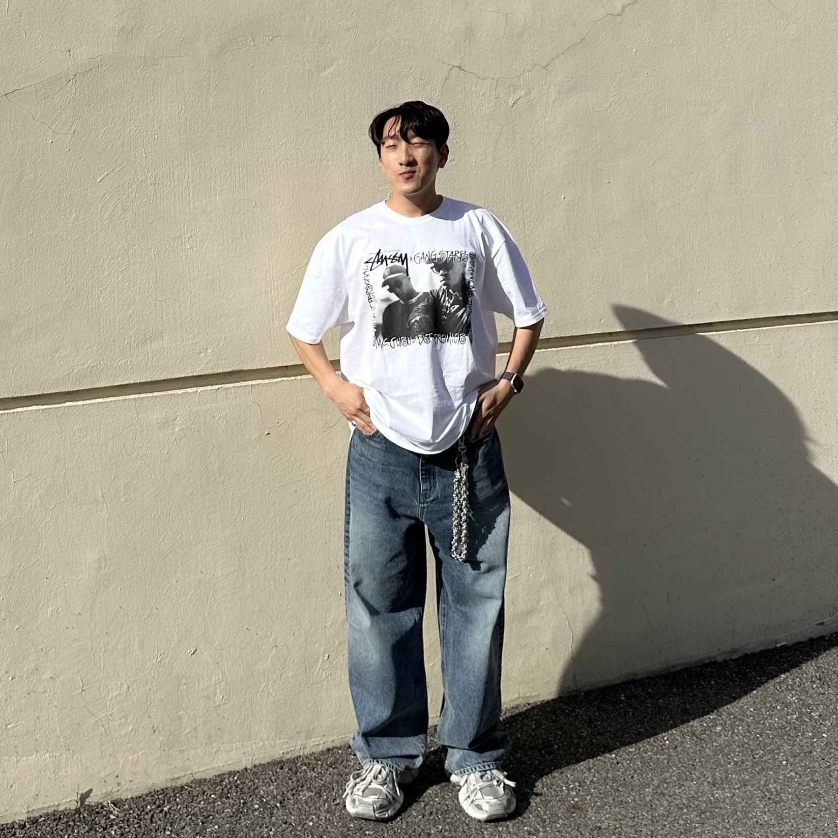 Stussy x Gang Starr Take It Personal T-Shirt White, Undermycar Leachianus Multiple Tangles Double Logo Chain Down Blue - 23SS 착용 스타일 - 1