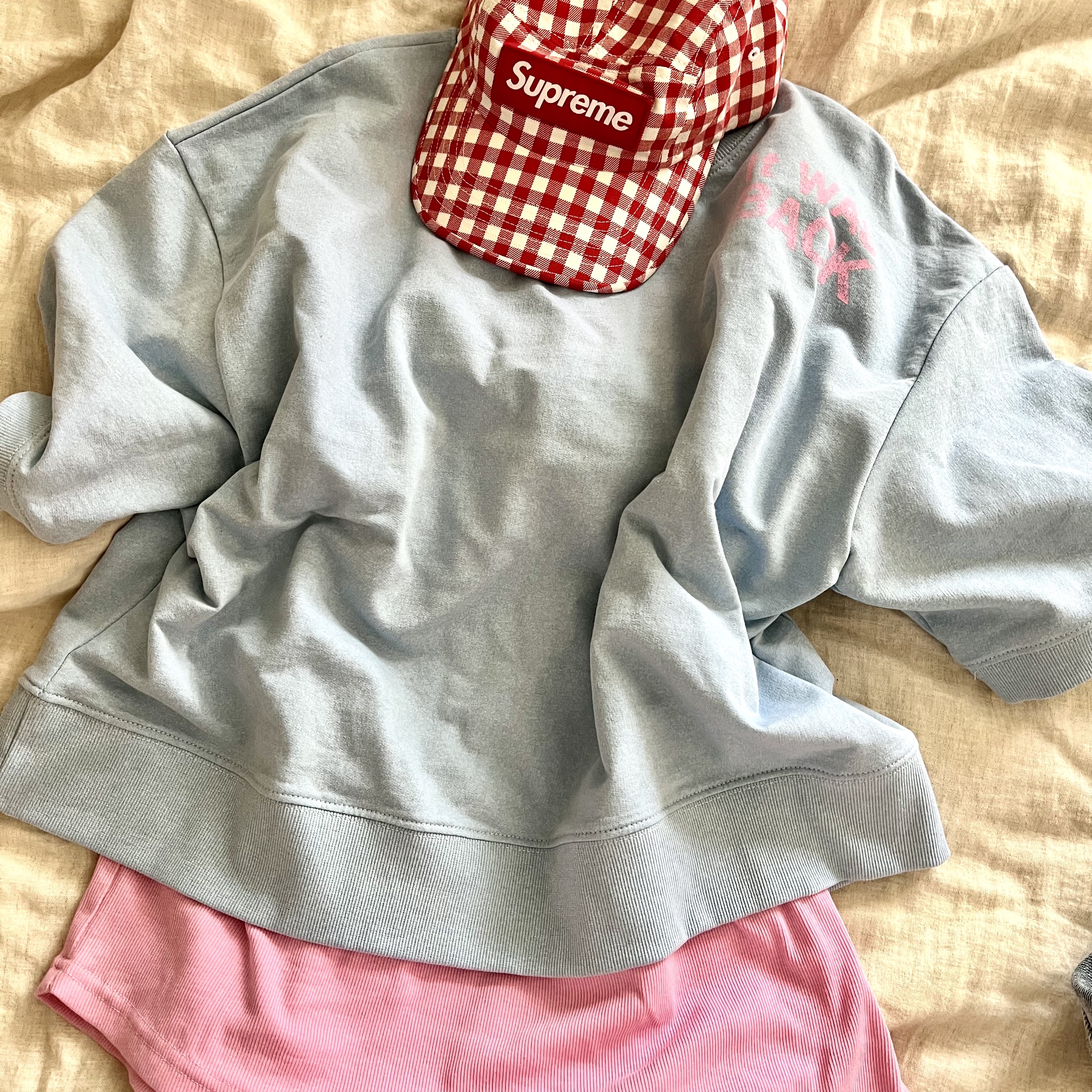 Supreme Gingham Camp Cap Red - 23SS 착용 스타일 - 2