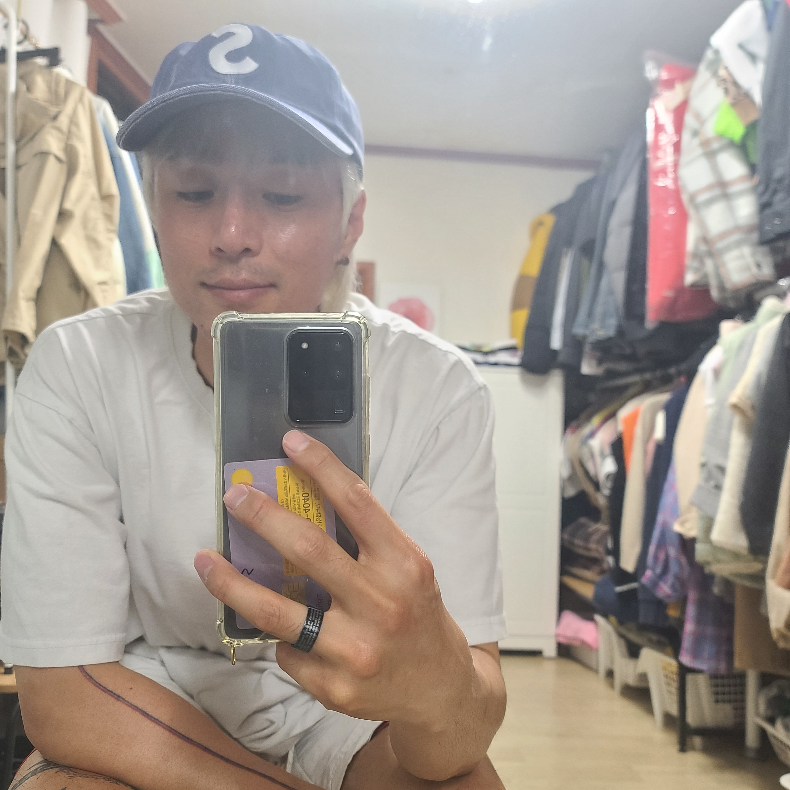 Supreme Pigment Canvas S Logo 6-Panel Navy - 23SS 착용 스타일 - 2
