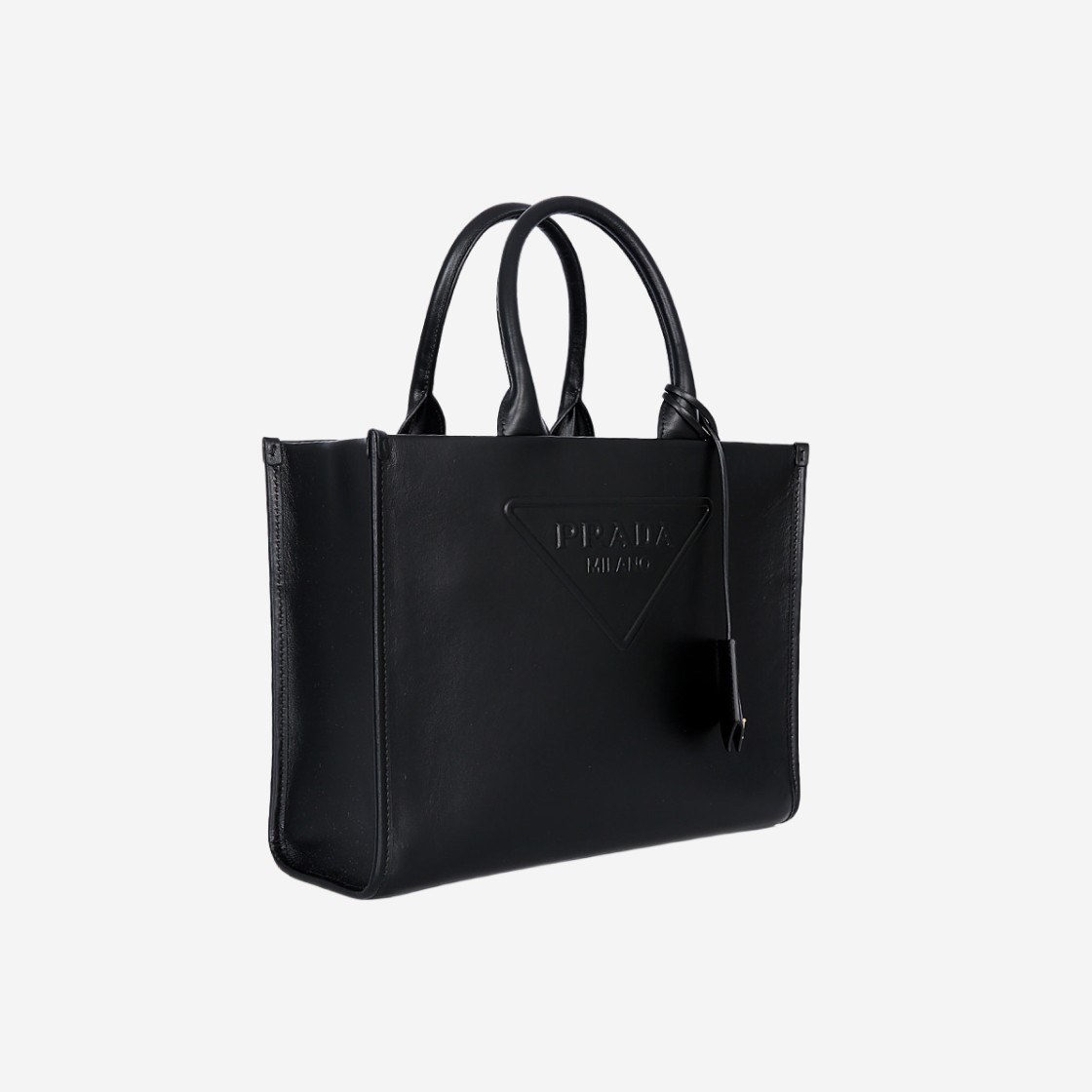 Prada Leather Embossed Logo Tote Bag Black 상세 이미지 2