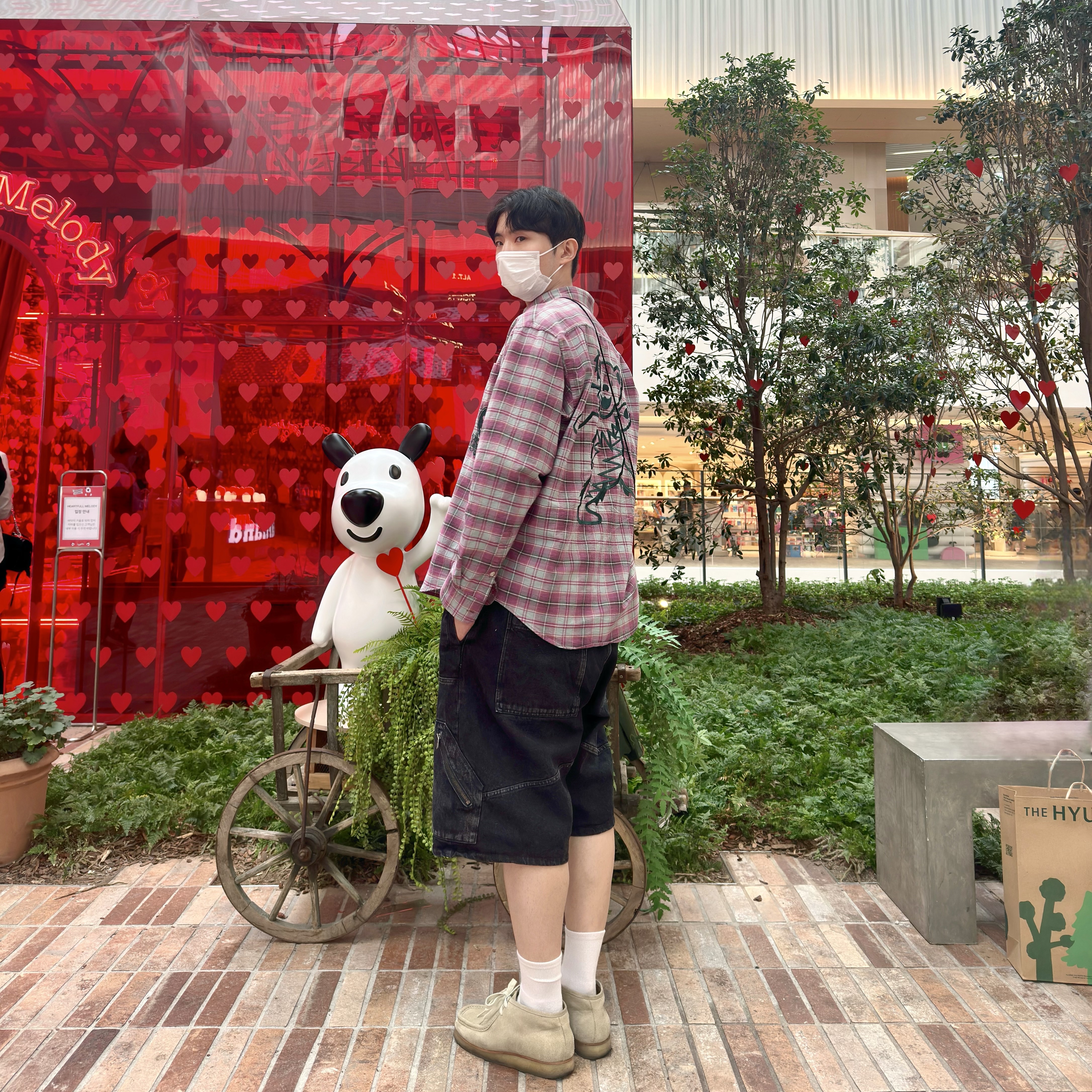 Thisisneverthat x Grateful Dead Lightning Bear Plaid Shirt Plum 착용 스타일 - 1