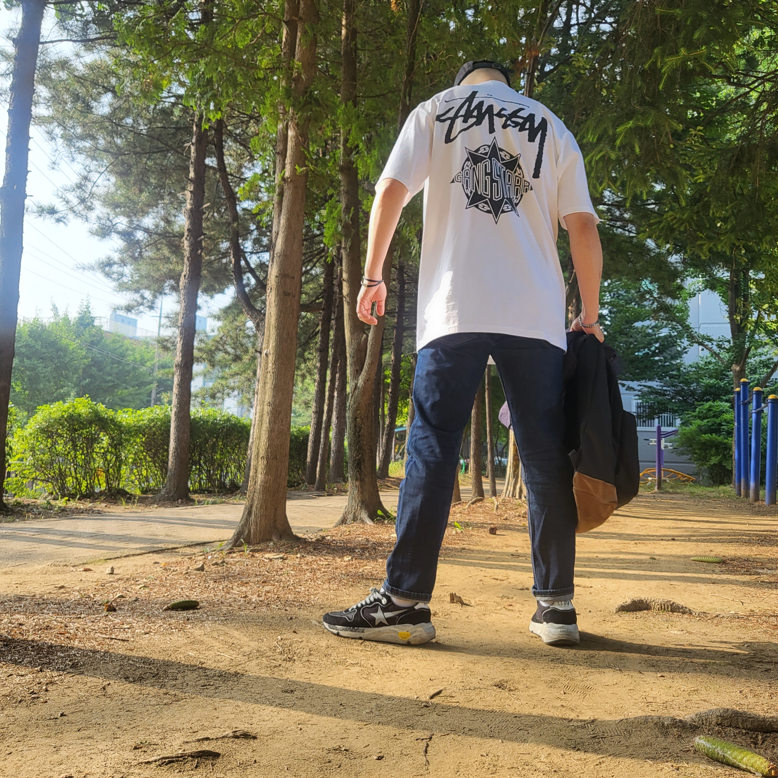 Stussy x Gang Starr Take It Personal T-Shirt White, Supreme Webbing Keychain Red - 23SS 착용 스타일 - 2