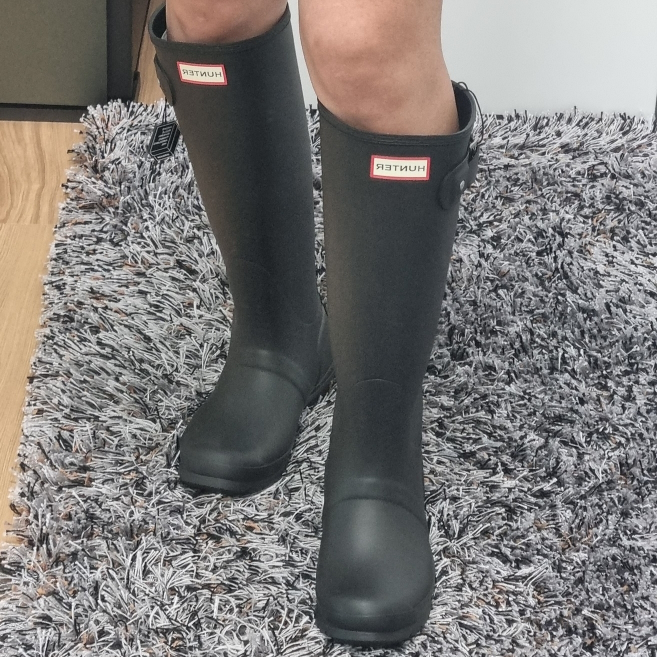 (W) Hunter Original Tall Rain Boots Black 착용 스타일
