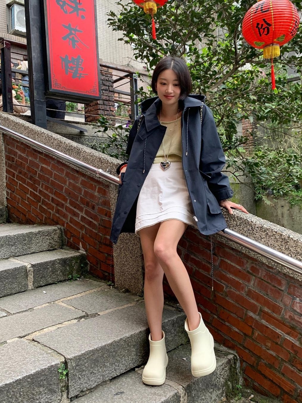 (W) Rockfishweatherwear Hayden Boots Cream 착용 스타일