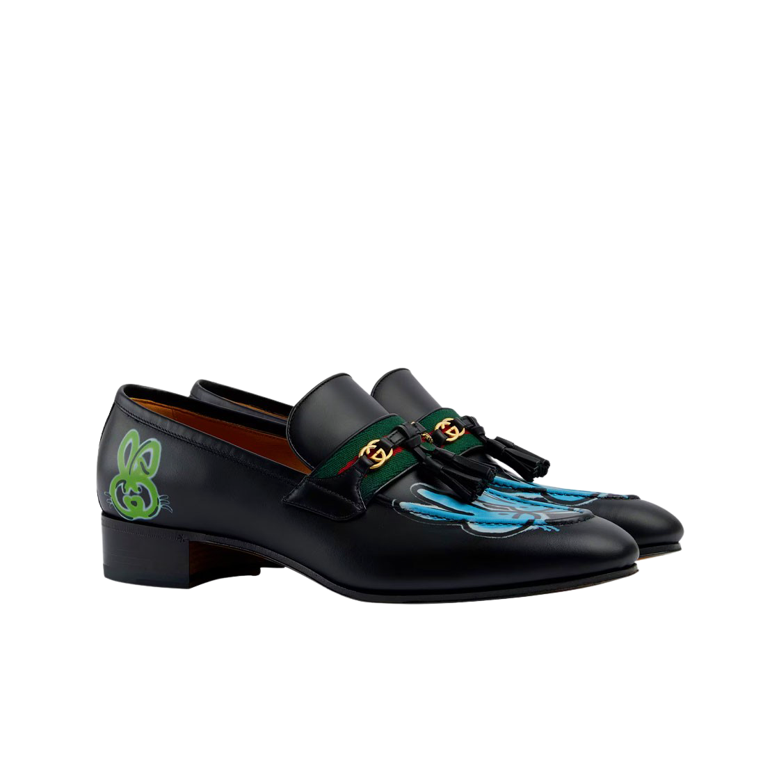 구찌 웹 인터로킹 G 레더 로퍼 블랙(Gucci Web and Interlocking G Leather Loafer Black) - 2