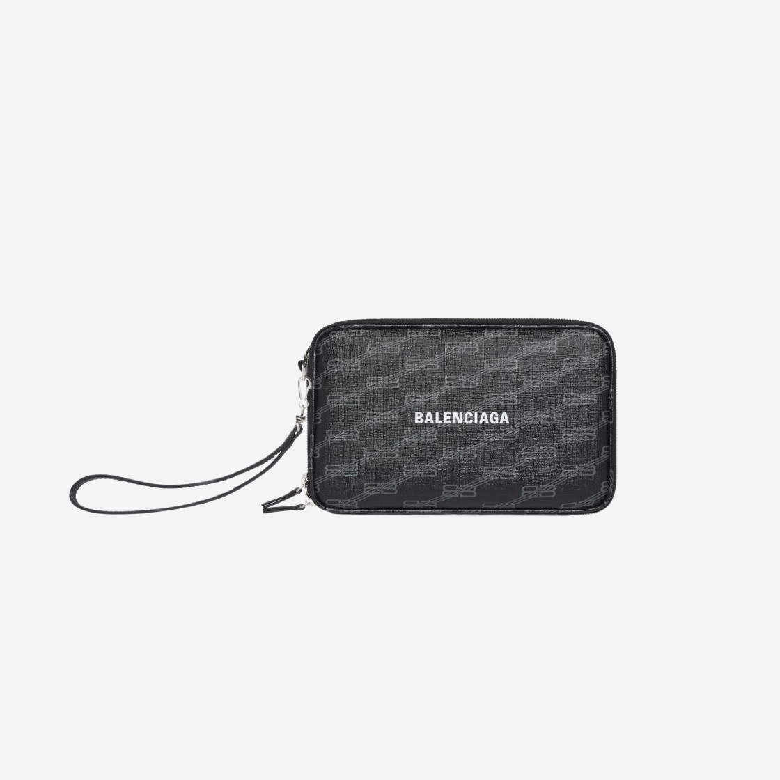 Balenciaga Signature Pouch with Handle BB Monogram Coated Canvas Black 상세 이미지 1