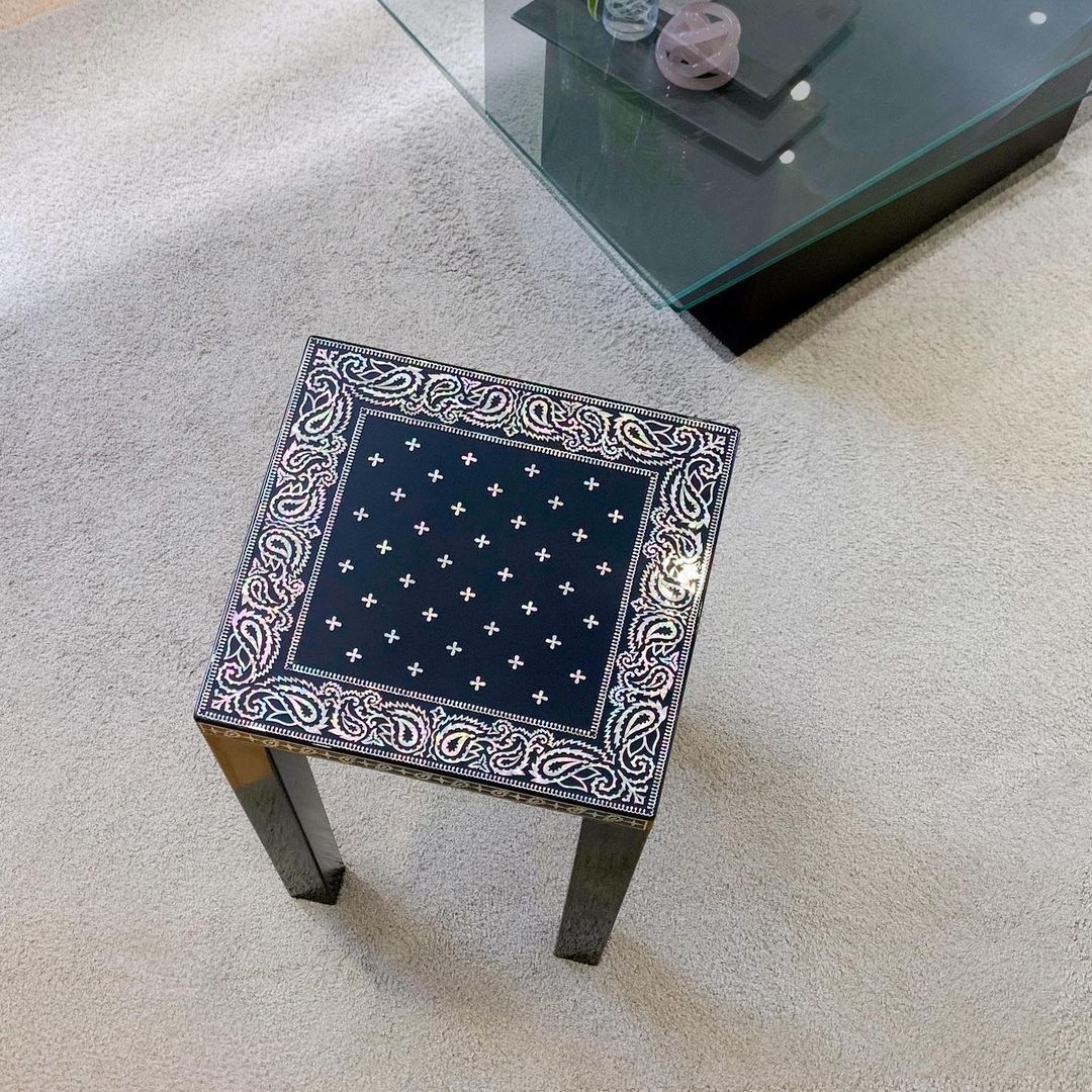 Say Touche Bandana Jagae Stool Navy 착용 스타일