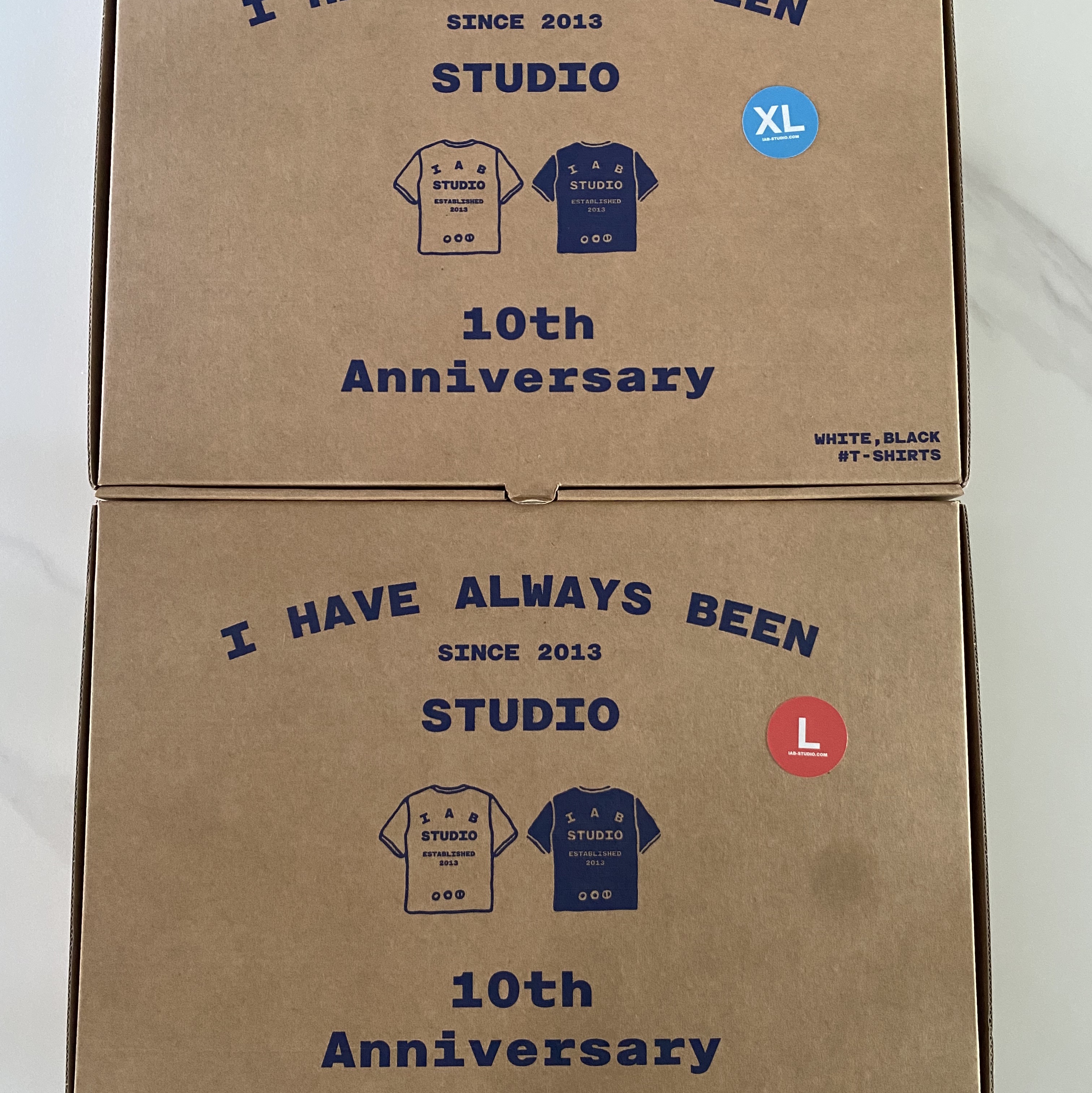 IAB Studio 10th Anniversary T-Shirts Pack White & Black (2 Pack) 착용 스타일