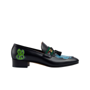 Gucci Web and Interlocking G Leather Loafer Black