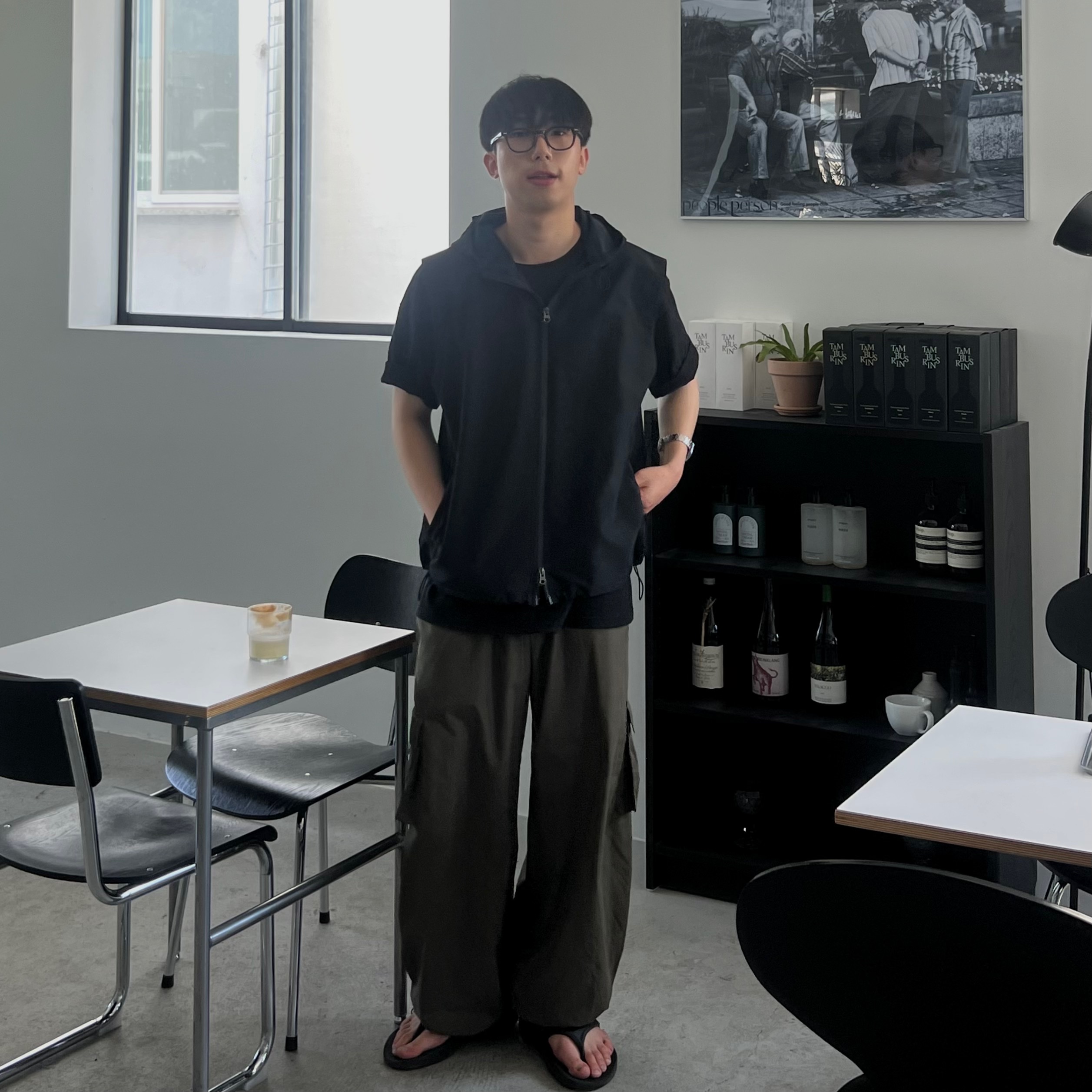 Oofos OOriginal Black, Casio A-159WA-N1 착용 스타일 - 3