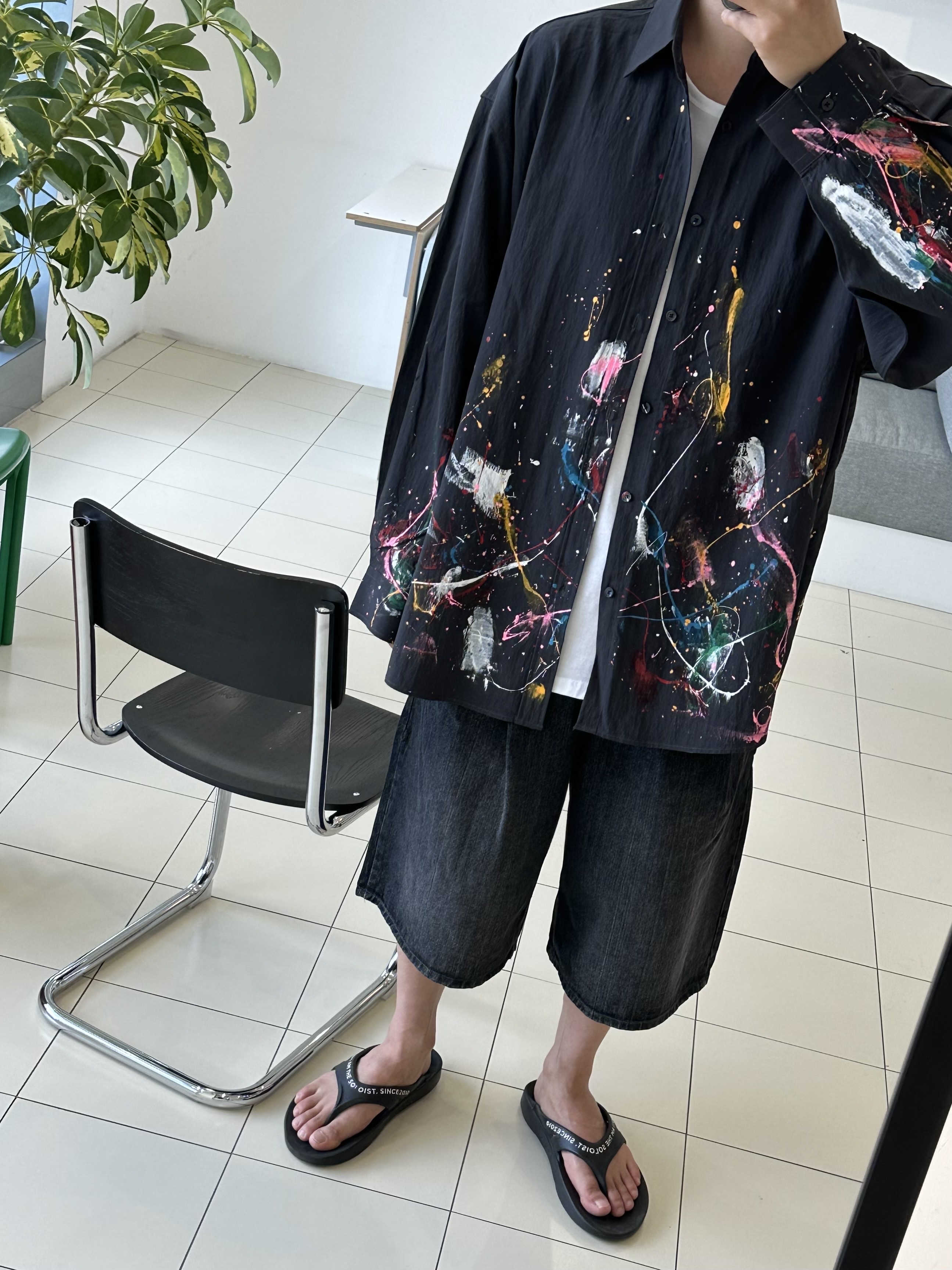 Oofos x Takahiromiyashita The Soloist Signature Flip-Flop Black White 착용 스타일