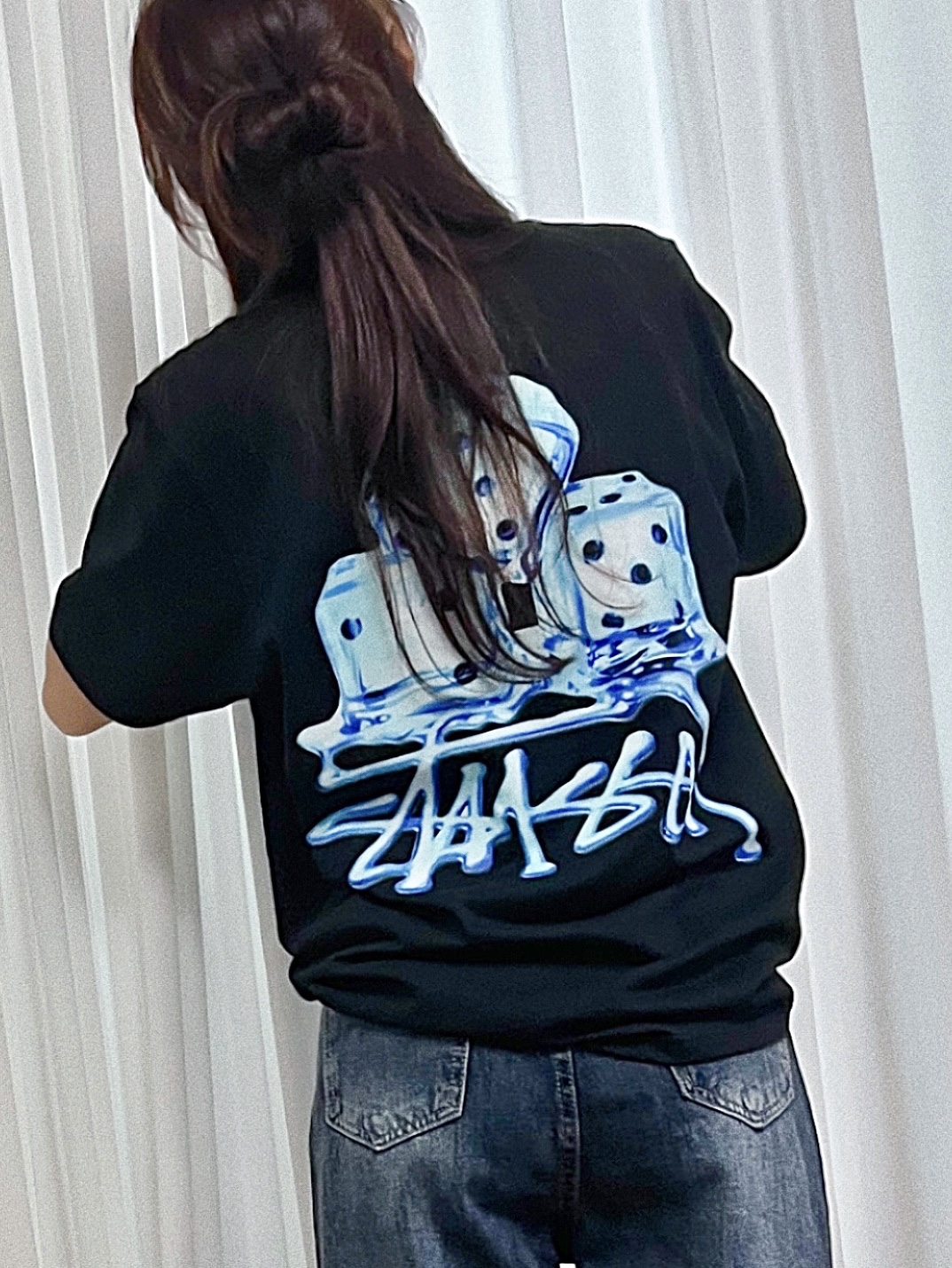 Stussy Melted T-Shirt Black 착용 스타일