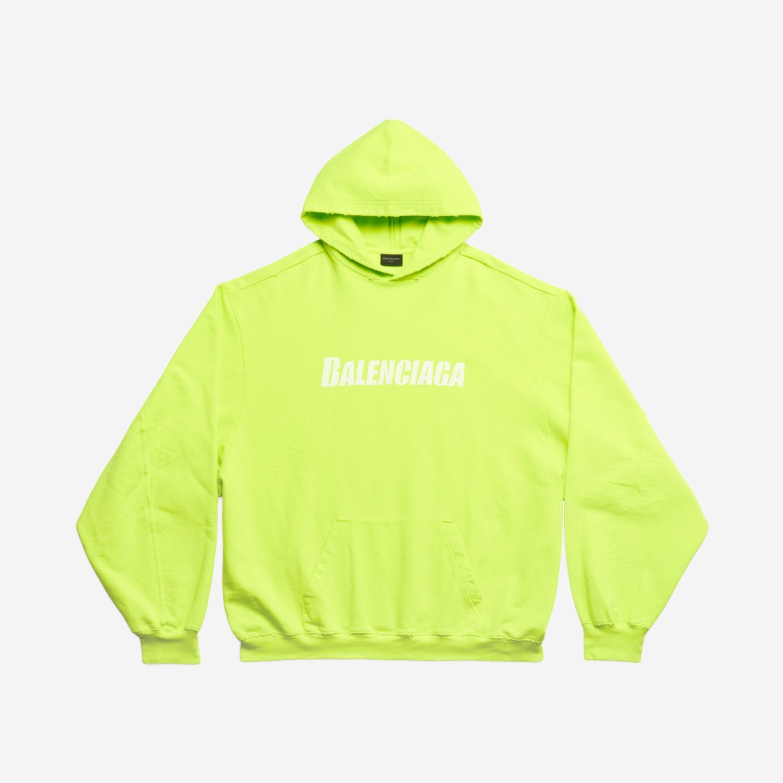 Balenciaga Caps Destroyed Hoodie Fluo Yellow 상세 이미지 1