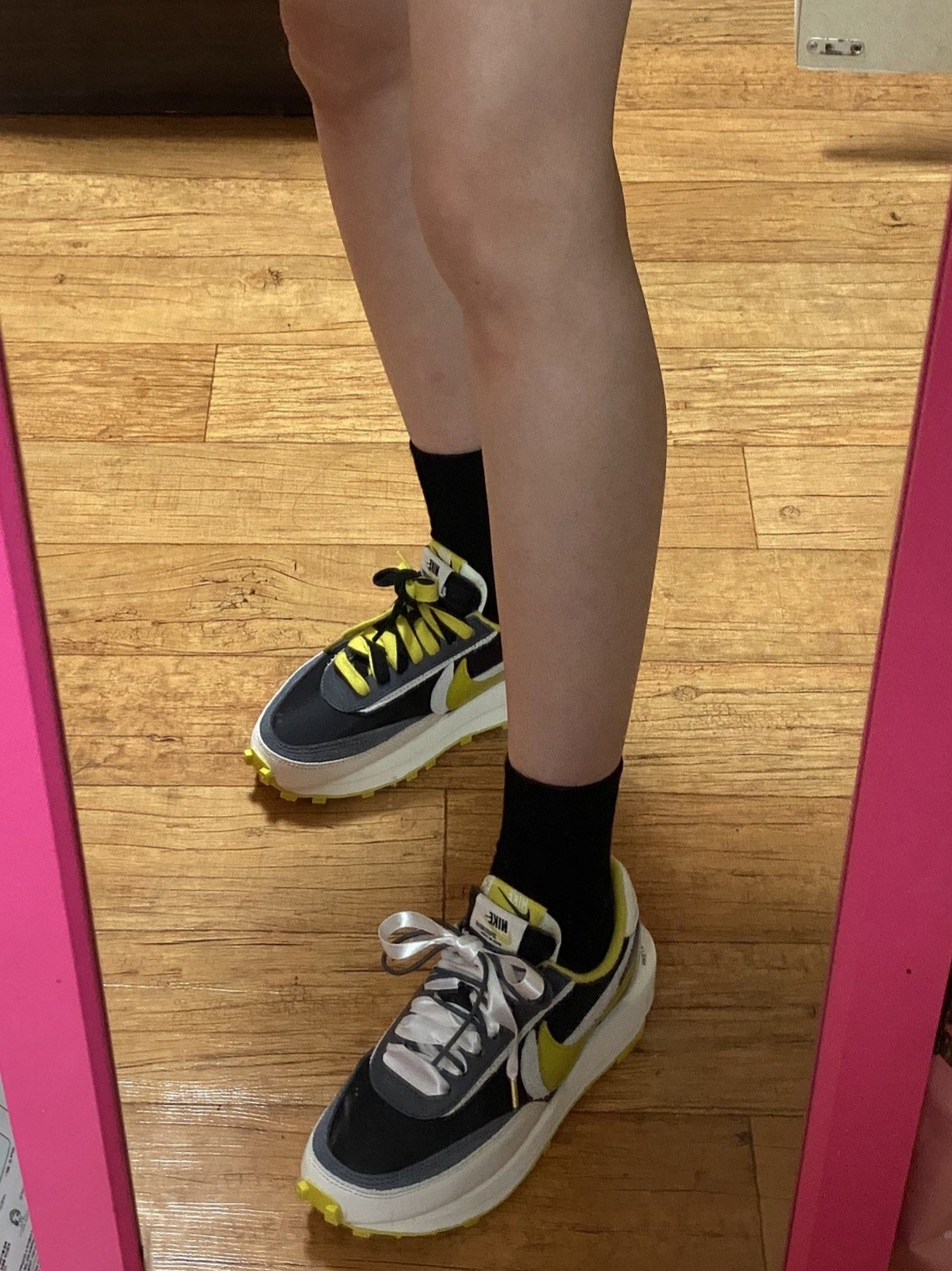 Nike x Sacai x Undercover LDWaffle Black Bright Citron 착용 스타일 - 4