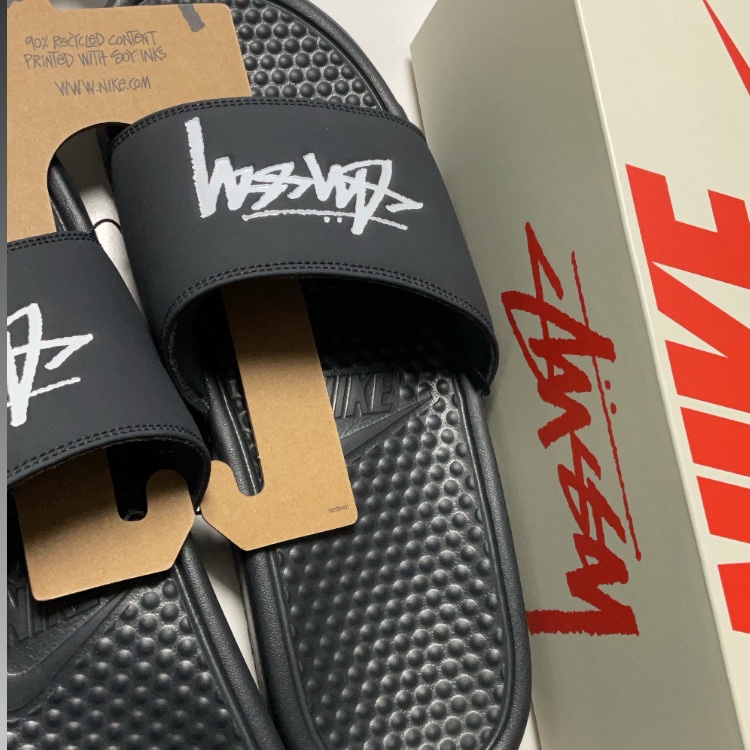 Nike x Stussy Benassi Slide Off Noir 착용 스타일