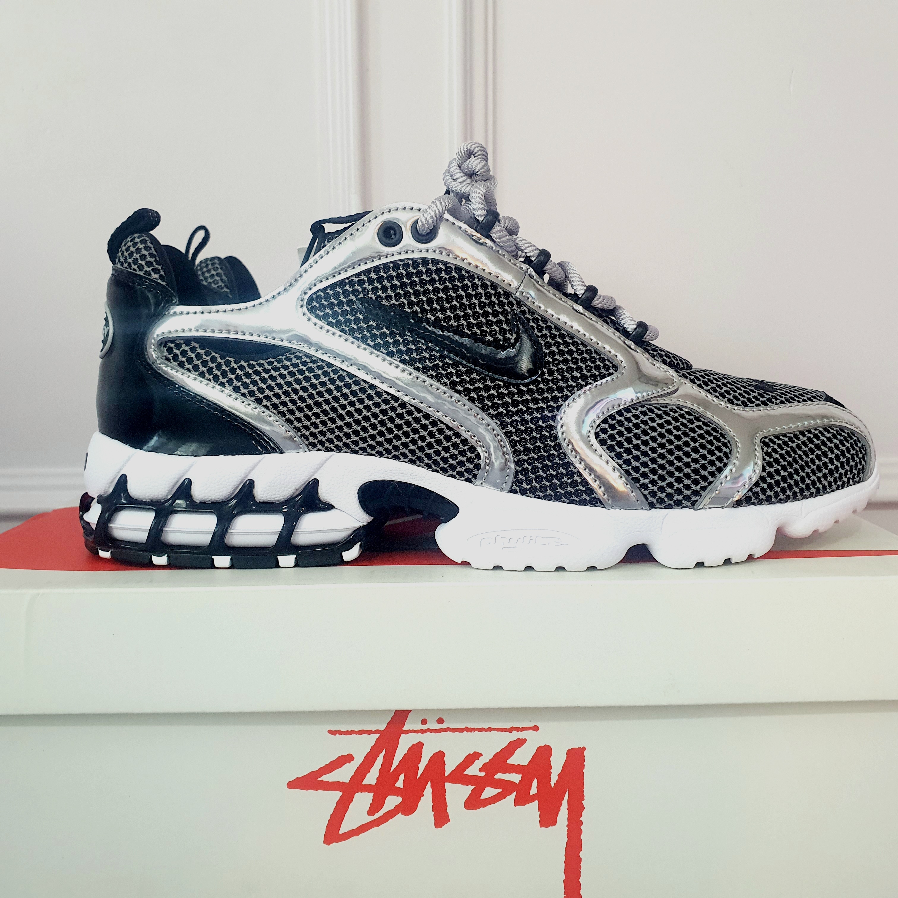 Nike x Stussy Air Zoom Spiridon Cage 2 Pure Platinum 착용 스타일