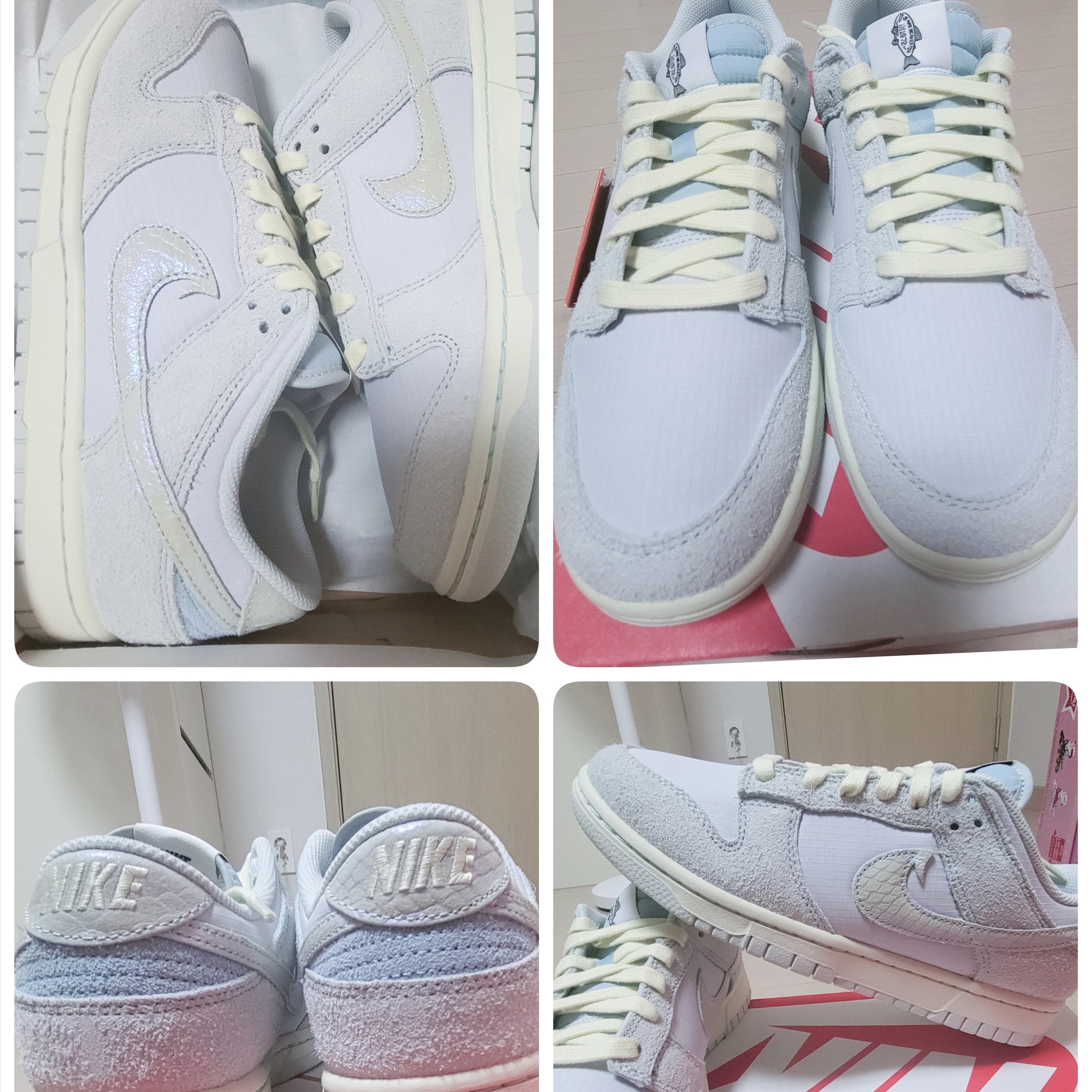 Nike Dunk Low Light Silver and Ocean Bliss 착용 스타일