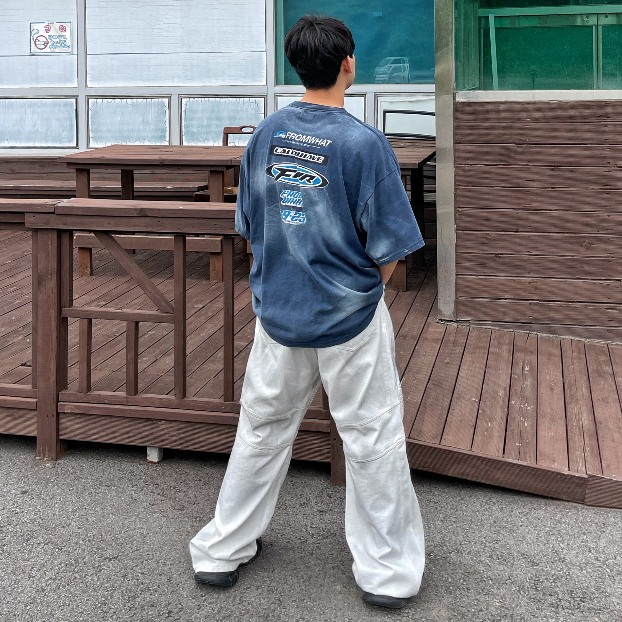 Farfromwhat Far Washed Logo T-Shirt Navy, Balenciaga 3XL Sneakers Black White 착용 스타일 - 4
