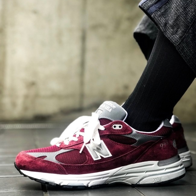New Balance 993 Made in USA Burgundy - D Standard 착용 스타일 - 1