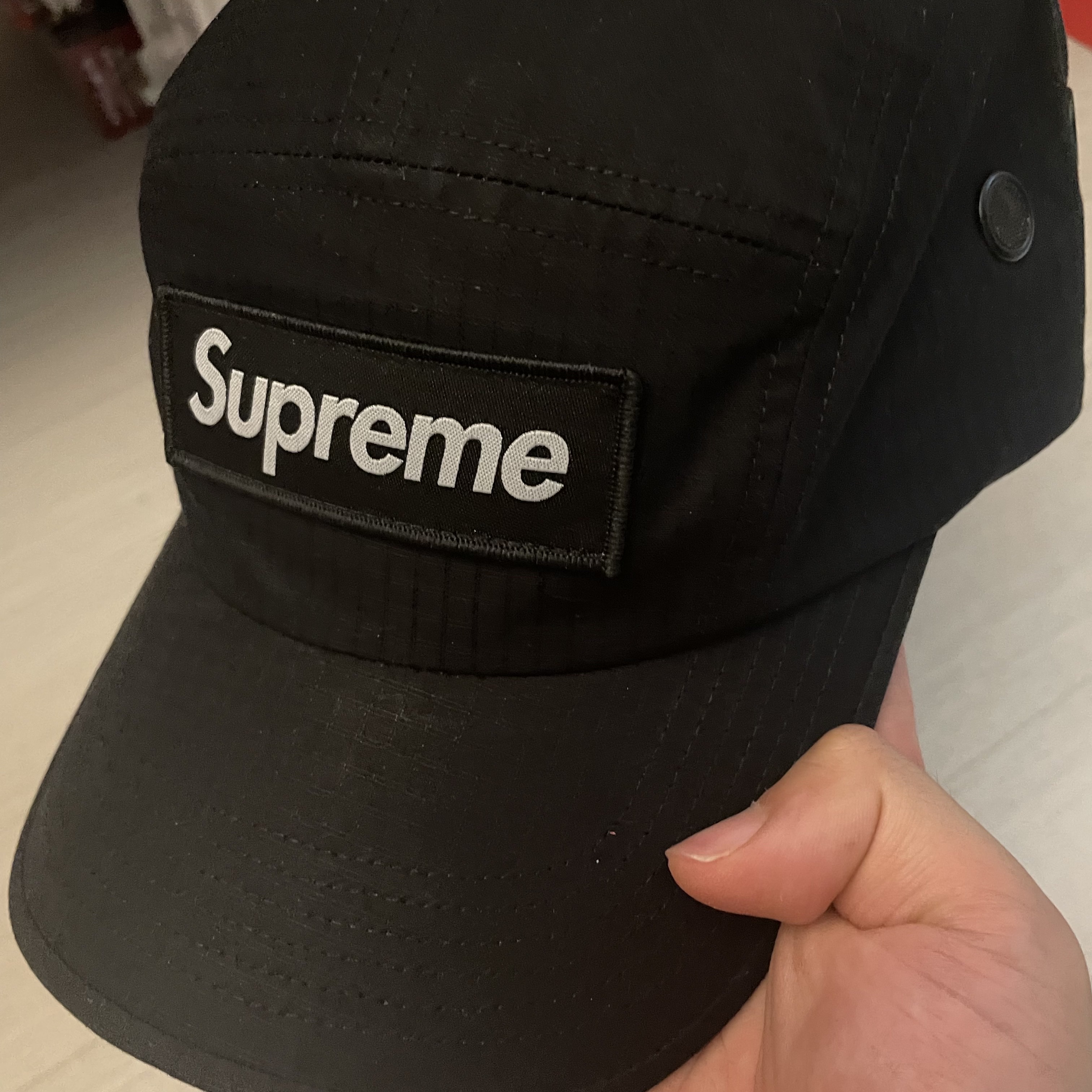 Supreme Ventile Camp Cap Black - 23SS 착용 스타일