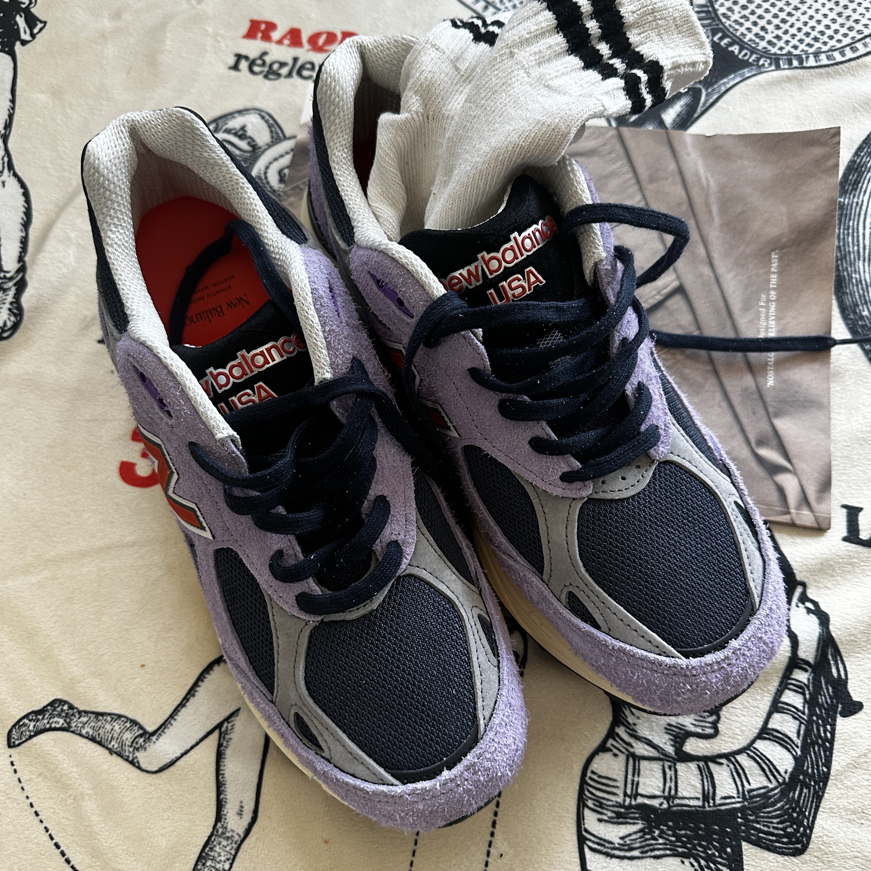 New Balance 990v3 Made in USA Raw Amethyst 착용 스타일 - 1