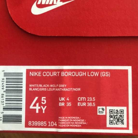 (GS) Nike Court Borough Low White Black Wolf Grey 착용 스타일 - 2