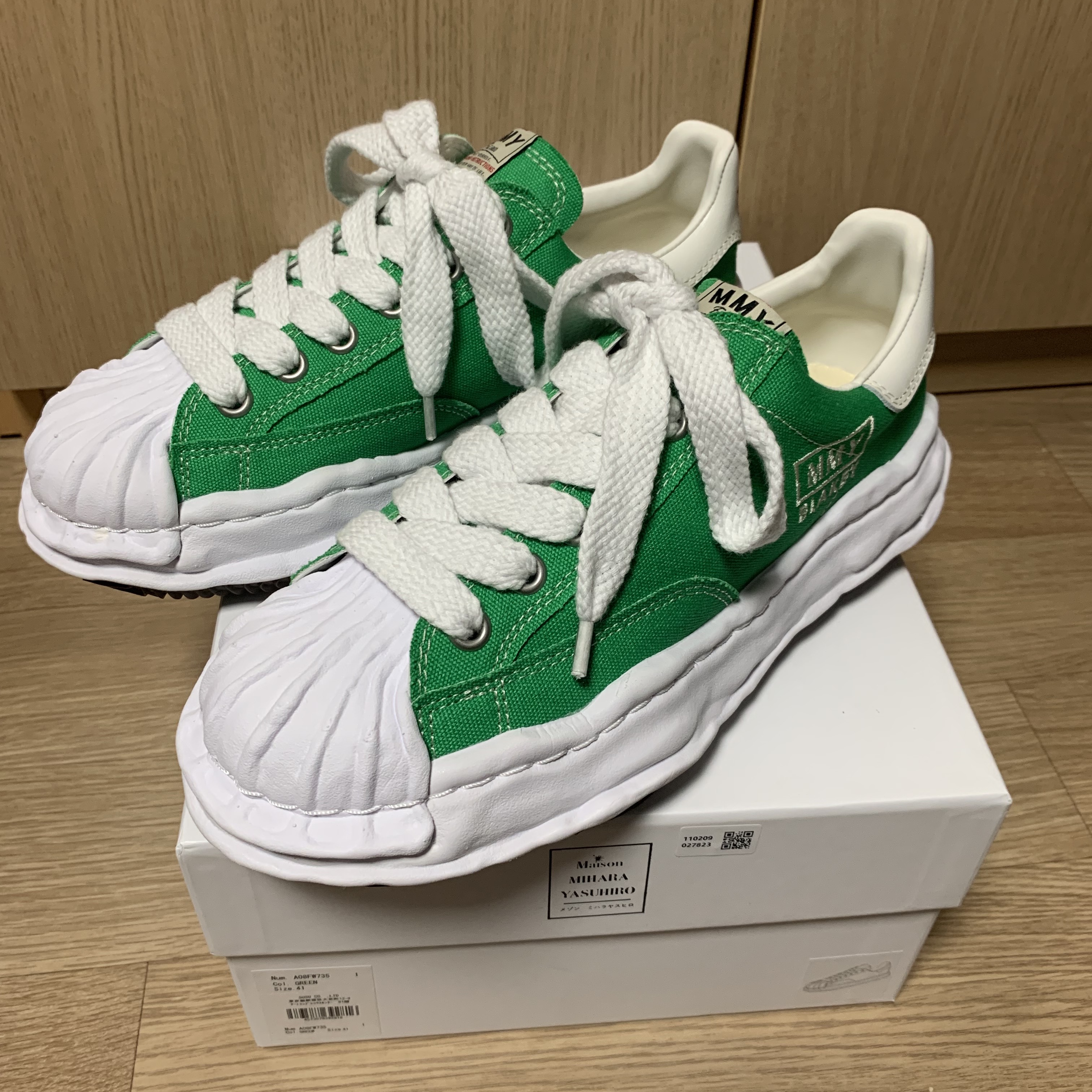 Maison Mihara Yasuhiro Blakey OG Sole Canvas Low-top Sneakers Green 착용 스타일 - 1