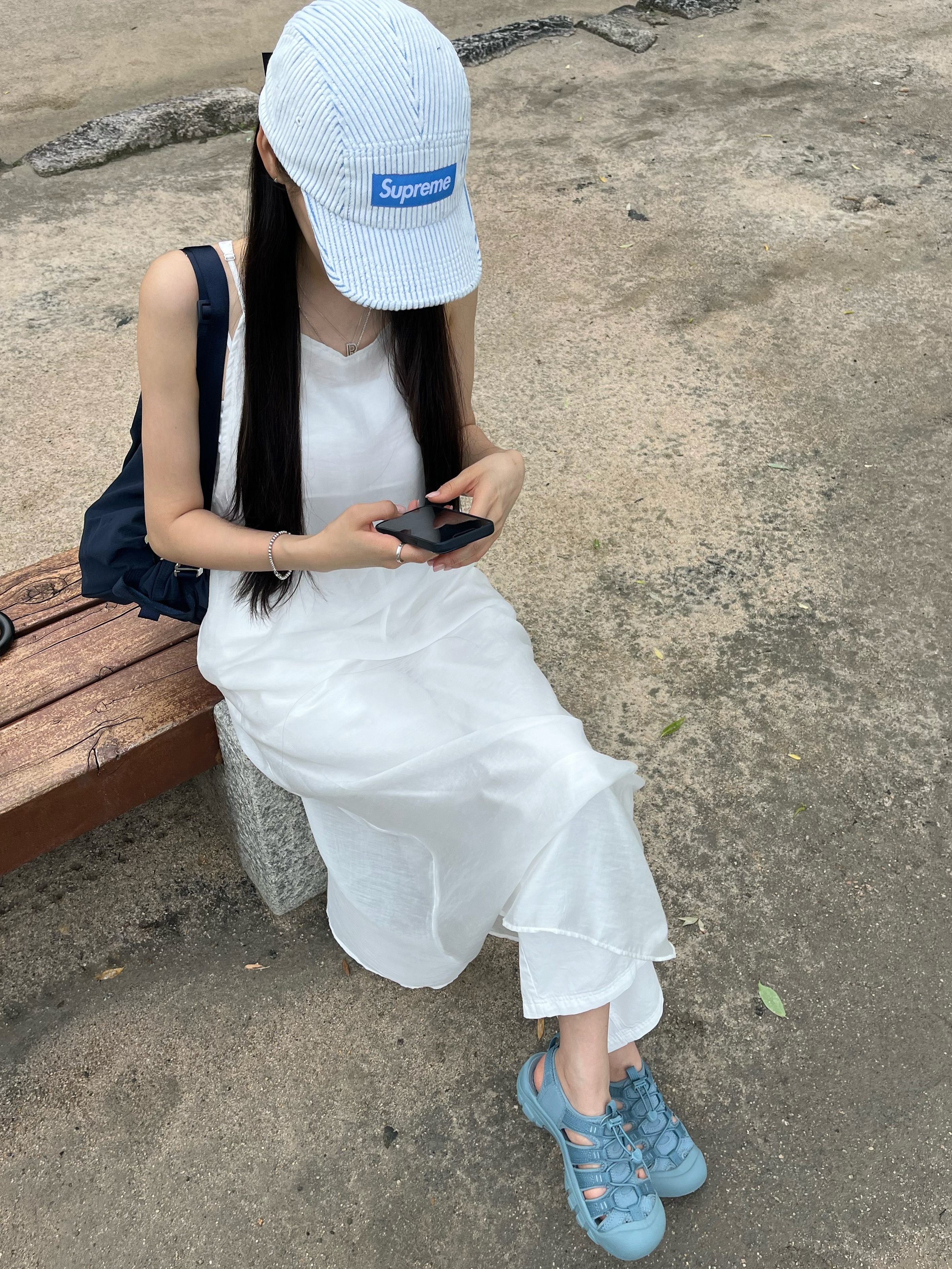 Supreme 2-Tone Corduroy Camp Cap White - 23SS 착용 스타일