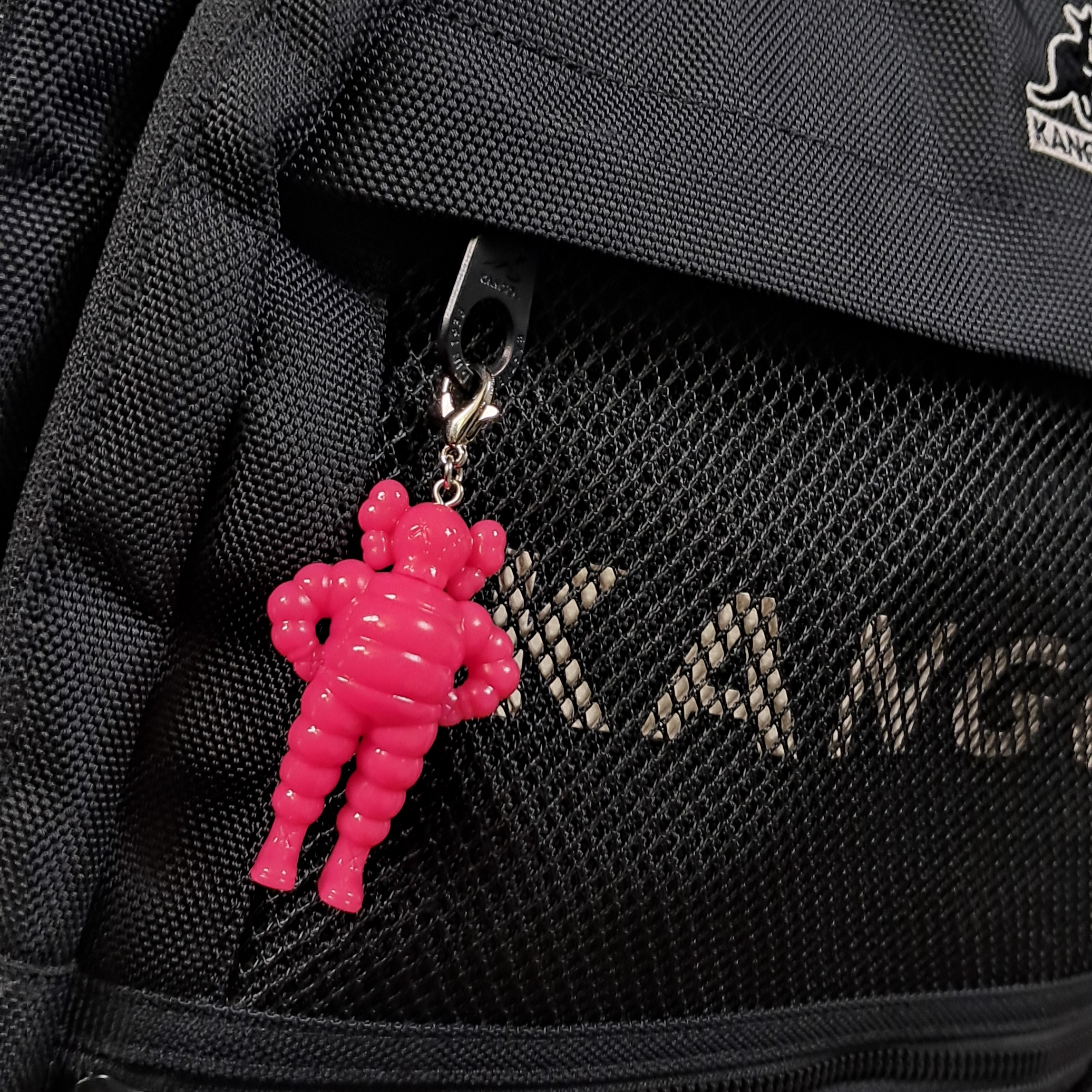 Kaws Tokyo First Chum Keychain Pink 착용 스타일