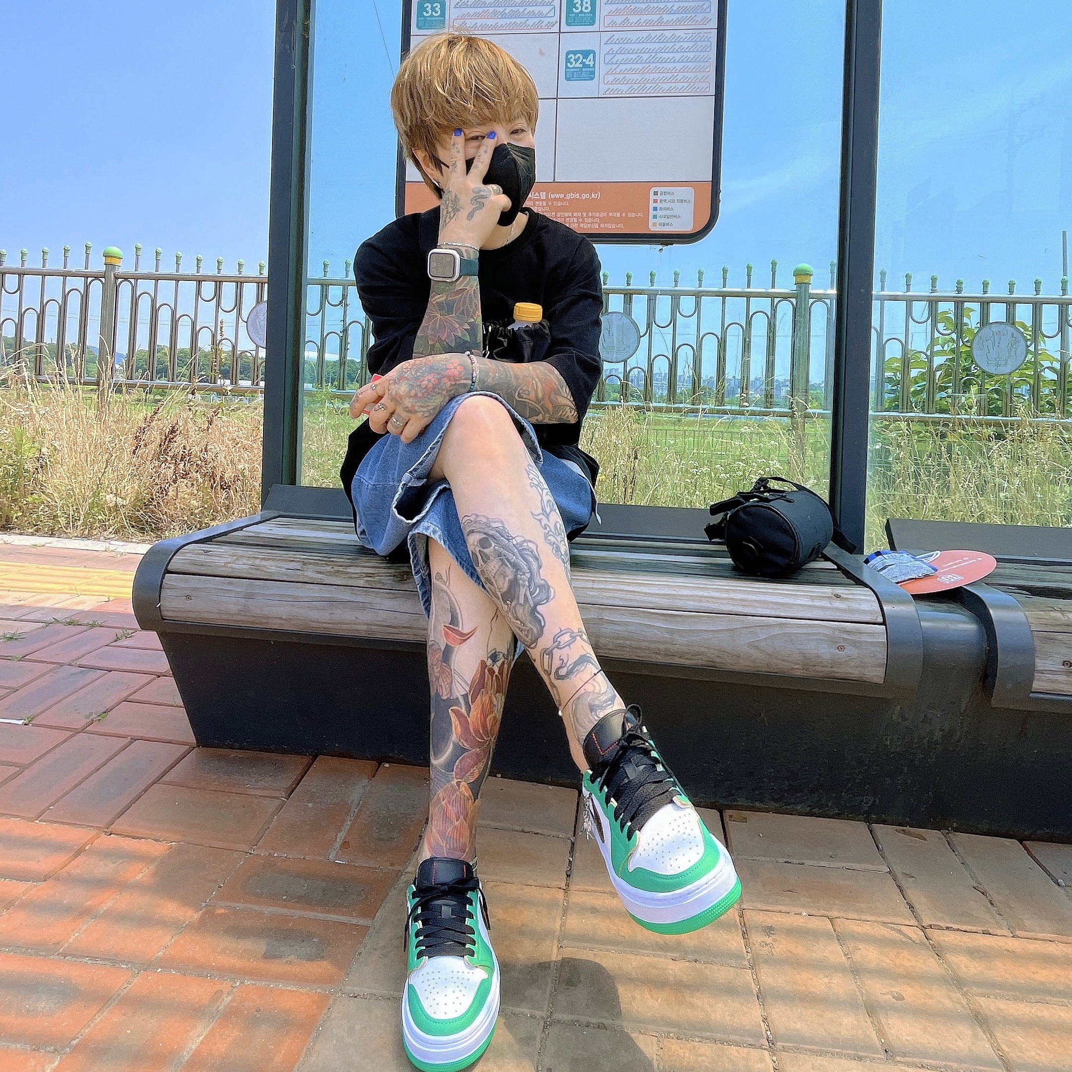 (W) Jordan 1 Elevate Low SE Lucky Green 착용 스타일 - 2