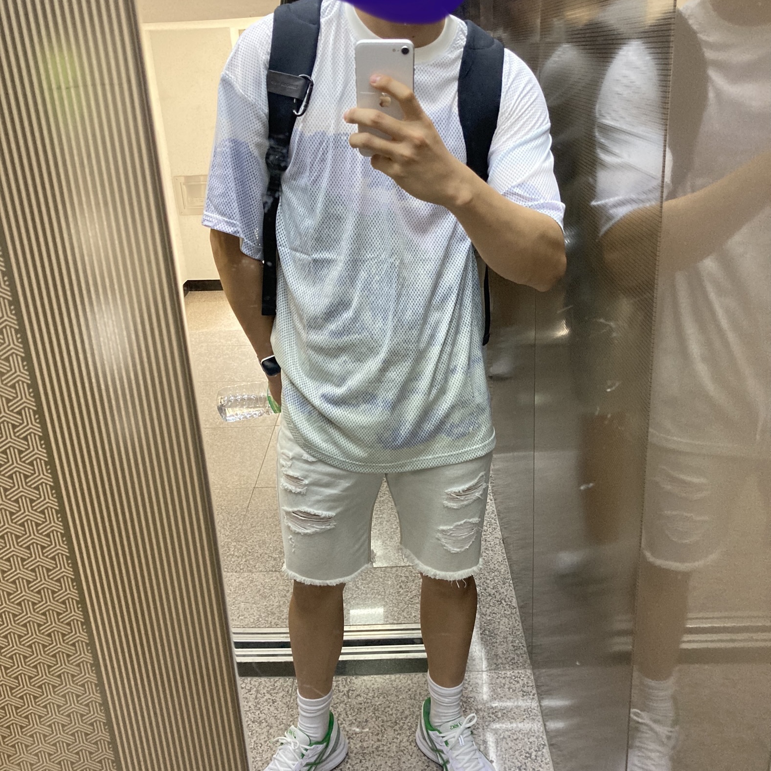 Asics Jog 100 S White Green - 2E Wide 착용 스타일