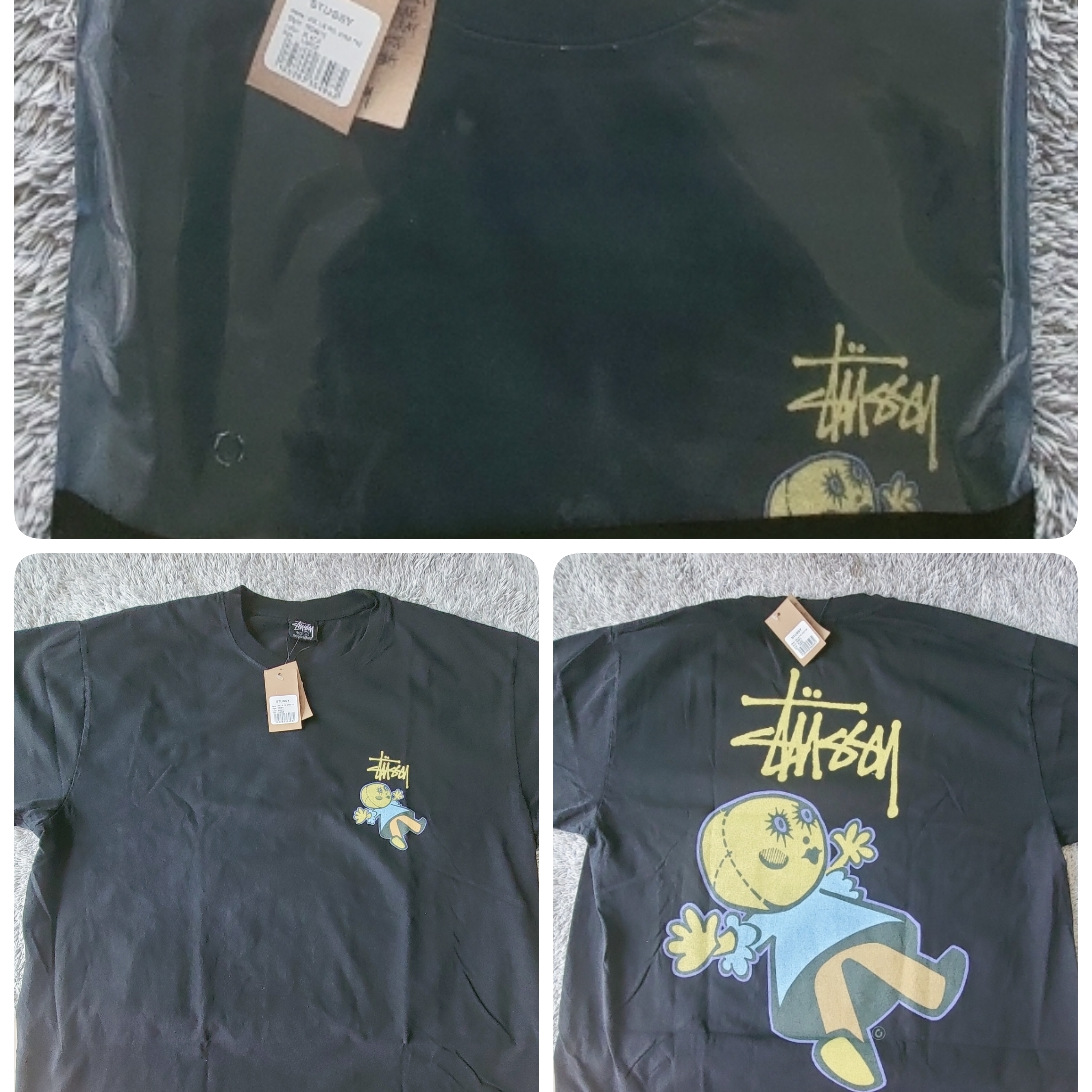 Stussy Dollie Pigment Dyed T-Shirt Black 착용 스타일 - 3