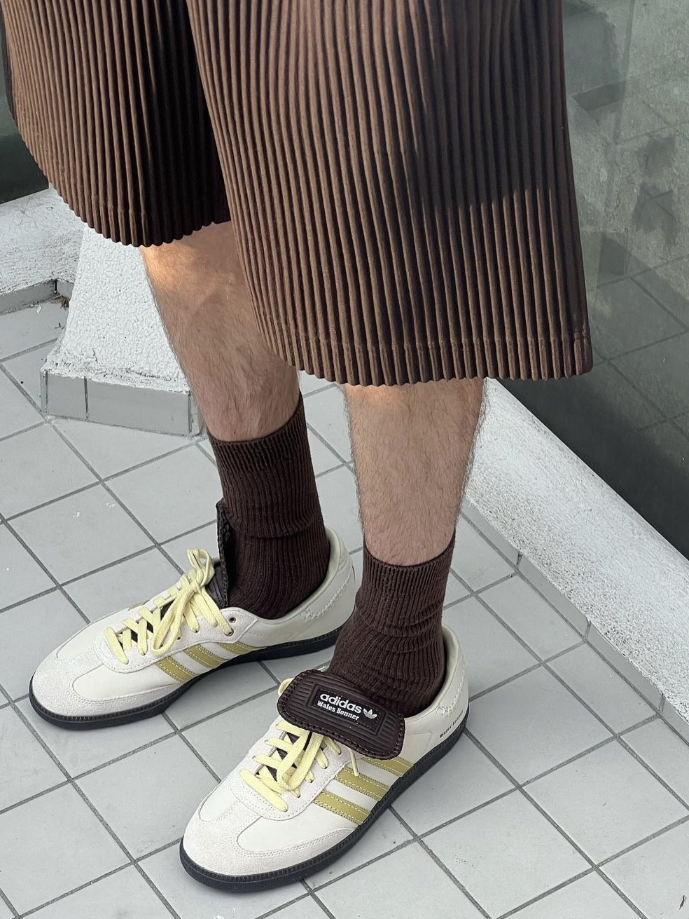 Adidas x Wales Bonner Samba Brown Ecru Tint 착용 스타일