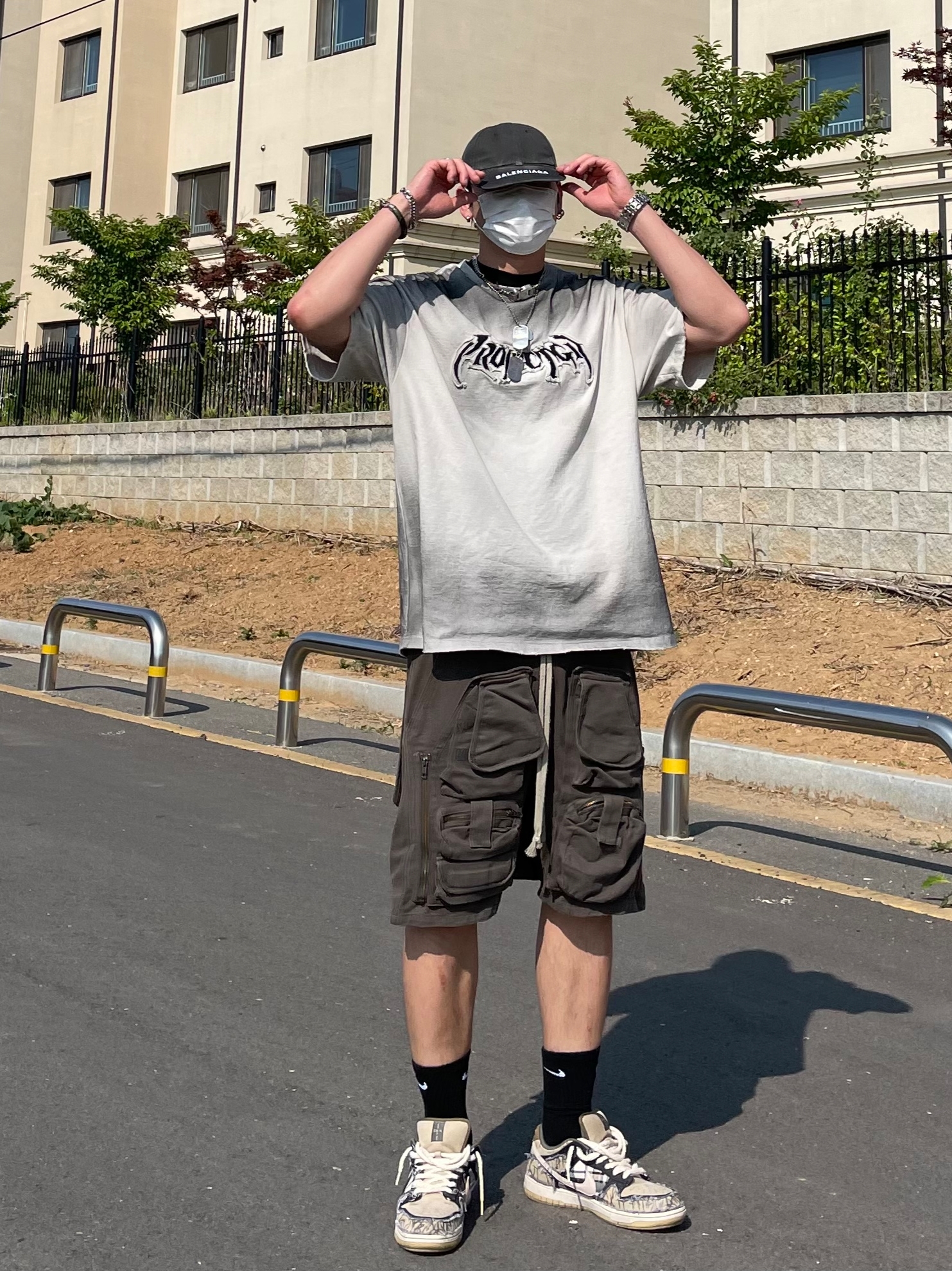 Project G/R Furious Logo Applique T-Shirt Grey - 10 Corso Como Exclusive, (W) Balenciaga Cap Black White 착용 스타일 - 3