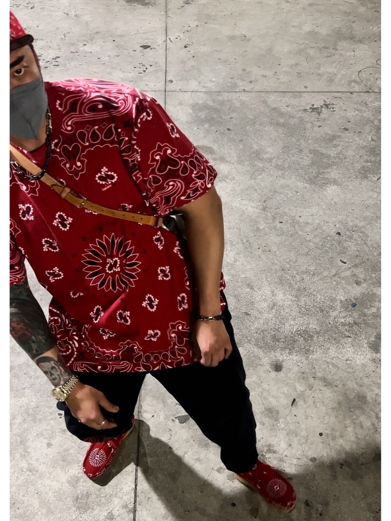 Supreme Bandana Camp Cap Red - 21SS, Supreme Small Box T-Shirt Red Bandana - 21SS 착용 스타일 - 3