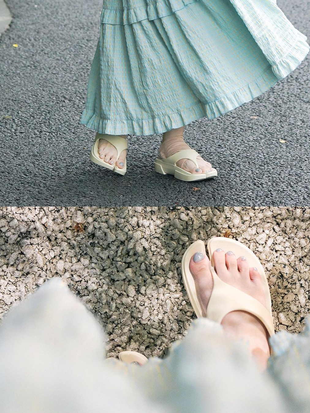 PAES Flipflop 01 Cream 착용 스타일 - 2